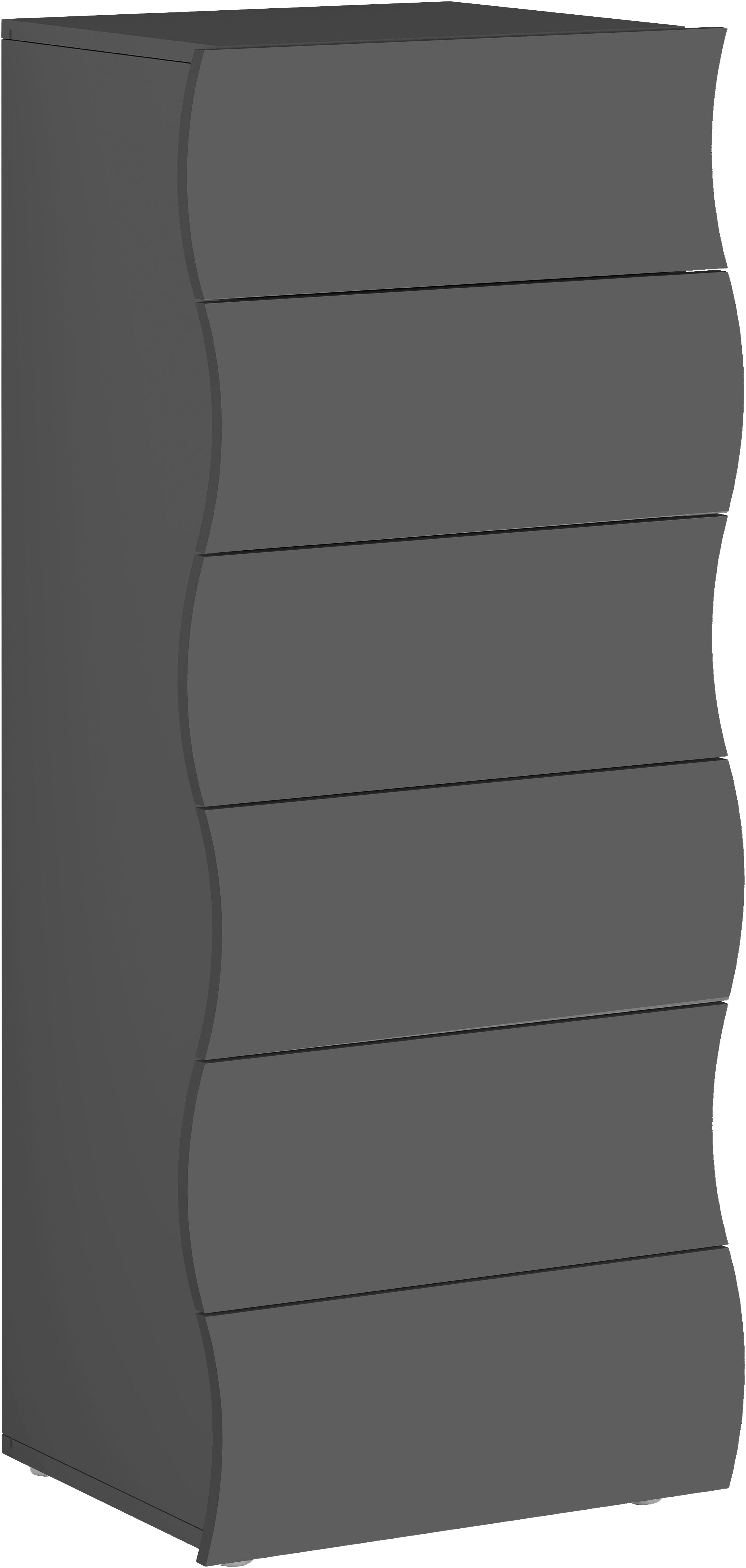 Home affaire Kommode "Onda" Onda, 50 cm breit, Anthrazit matt, 6 Schubladen, Made in Italy