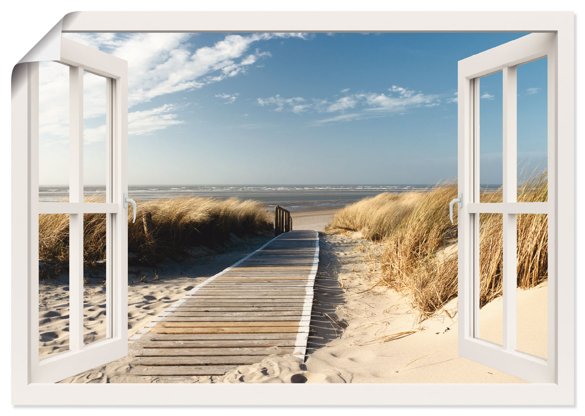 Artland "Fensterblick Nordseestrand auf Langeoog" Fensterblick 1 Stk. tlg. als Leinwandbild, Poster in verschied. Größen