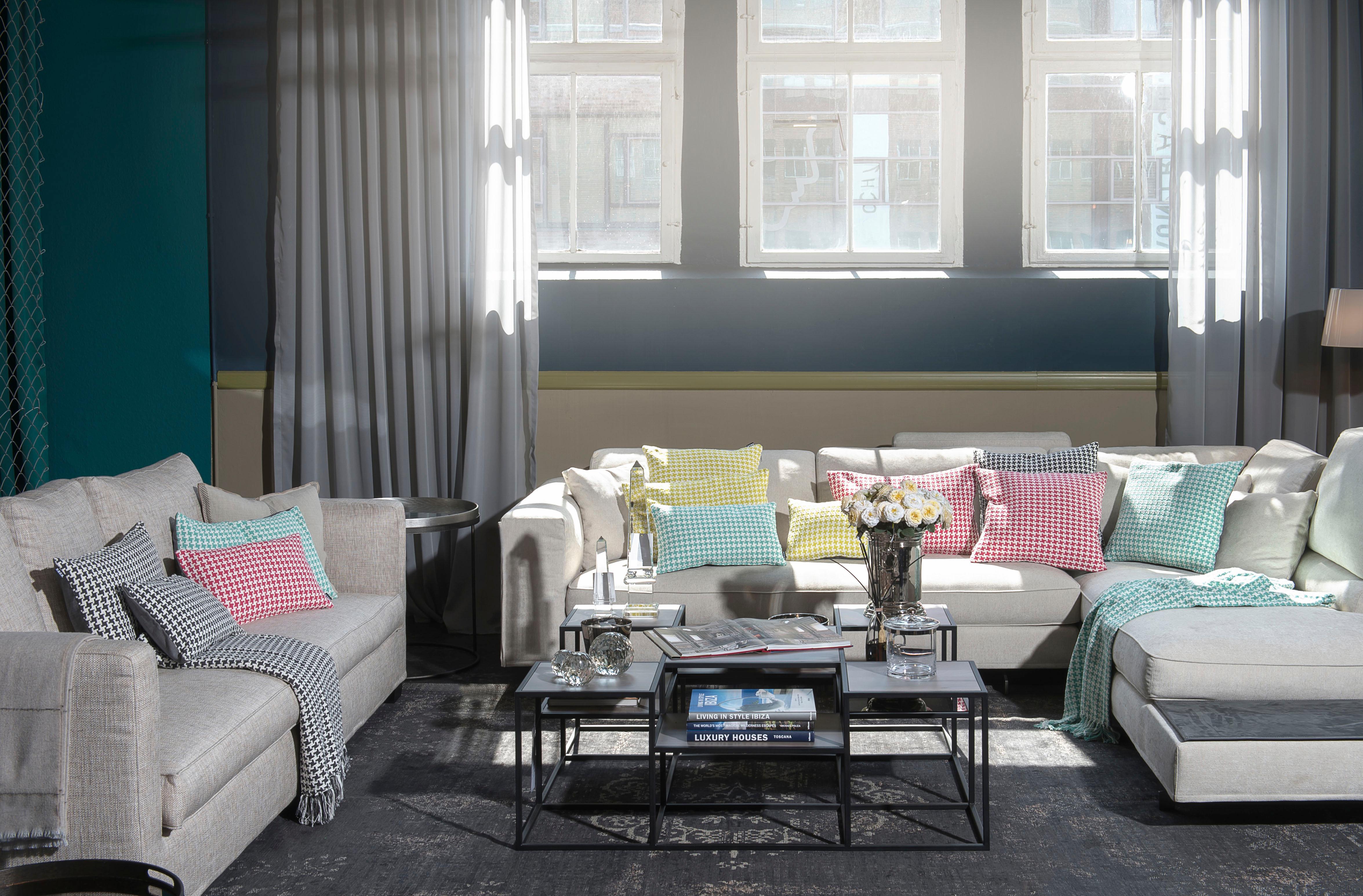 Thumbnail - H.O.C.K. Dekokissen "Channy Pictave" mit Pepita-Muster, Wendekissenhülle mit Füllung, 1 Stück