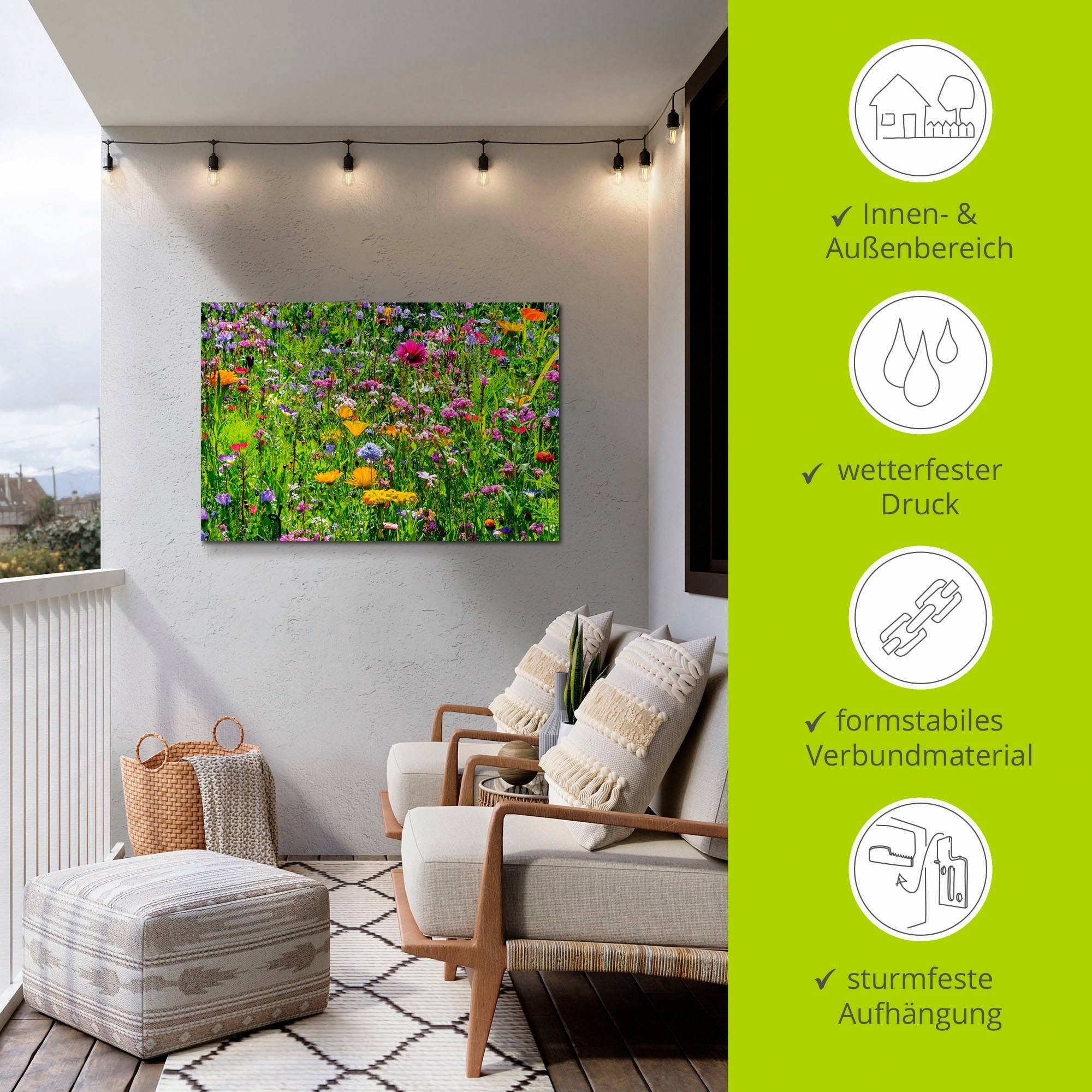 Artland Wandbild »Bunte Blumenwiese«, Blumenwiese, (1 St.), als Alubild, Outdoorbild, Leinwandbild, Poster, Wandaufkleber