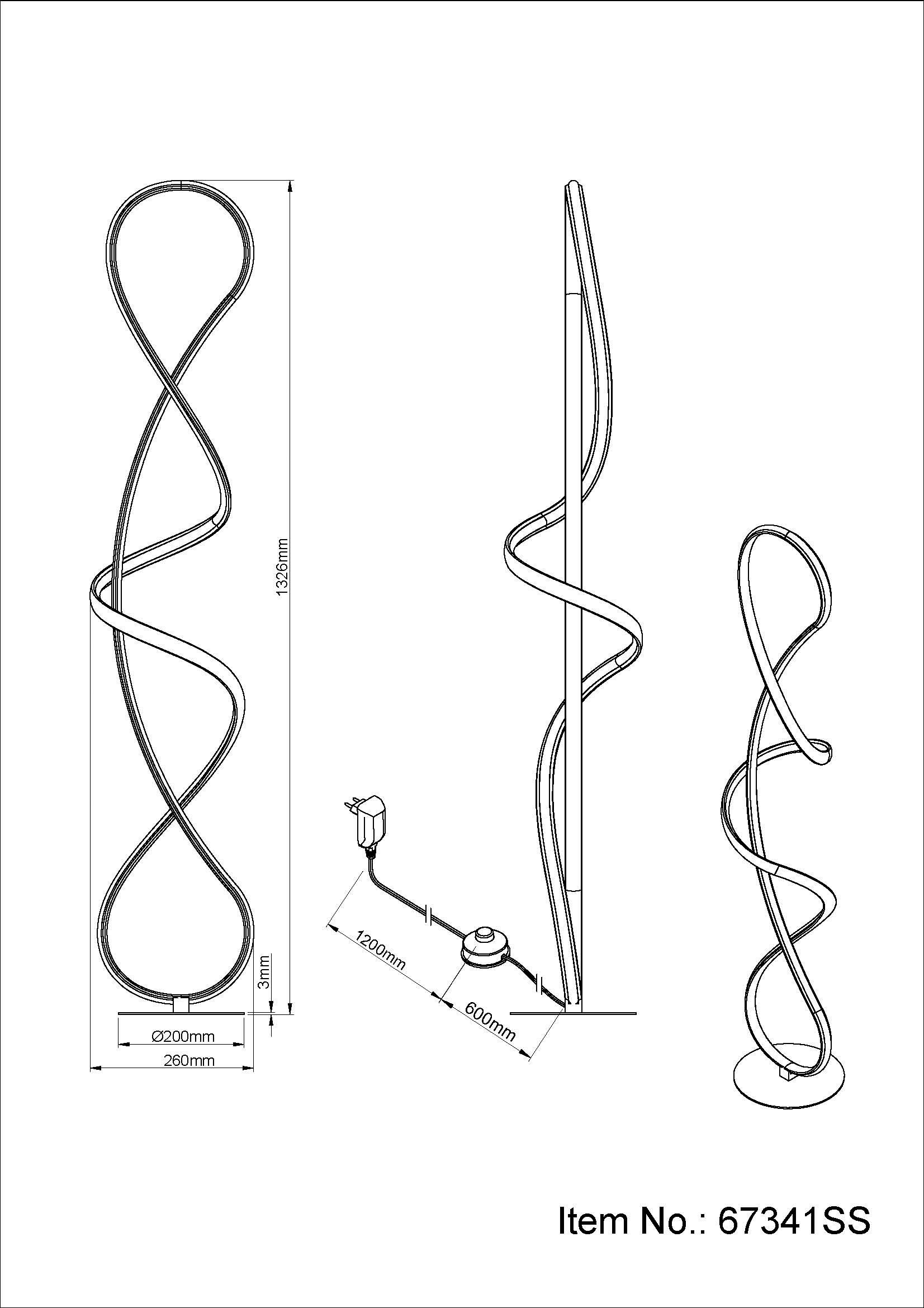GLOBO LIGHTING Stehlampe »SWIRL« LED-Modul 1 Stk. Warmweiß
