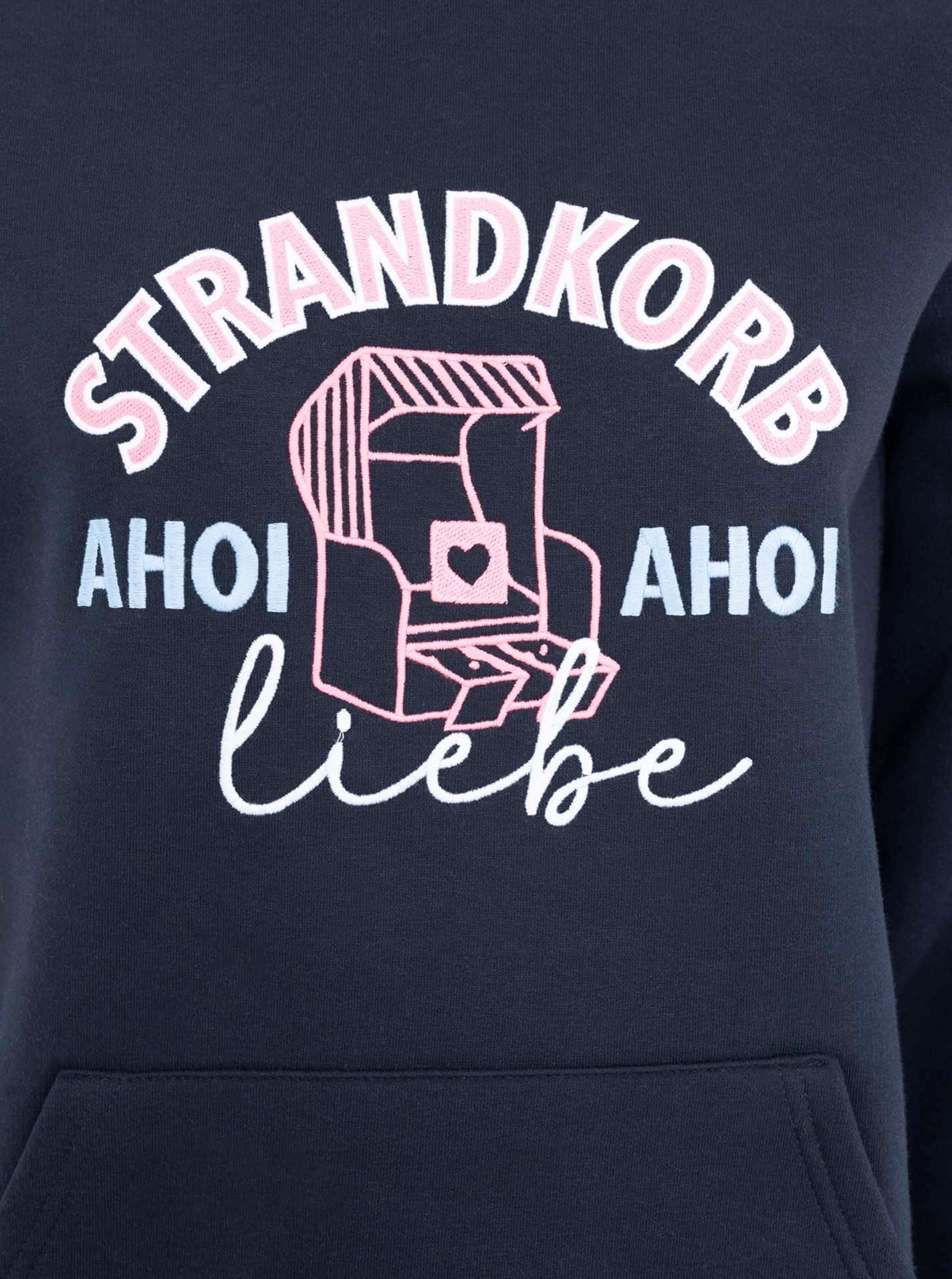 Zwillingsherz Hoodie »"Strandkorb"«, maritime Stickerei, Rippbündchen, Kängurutasche, Kapuze
