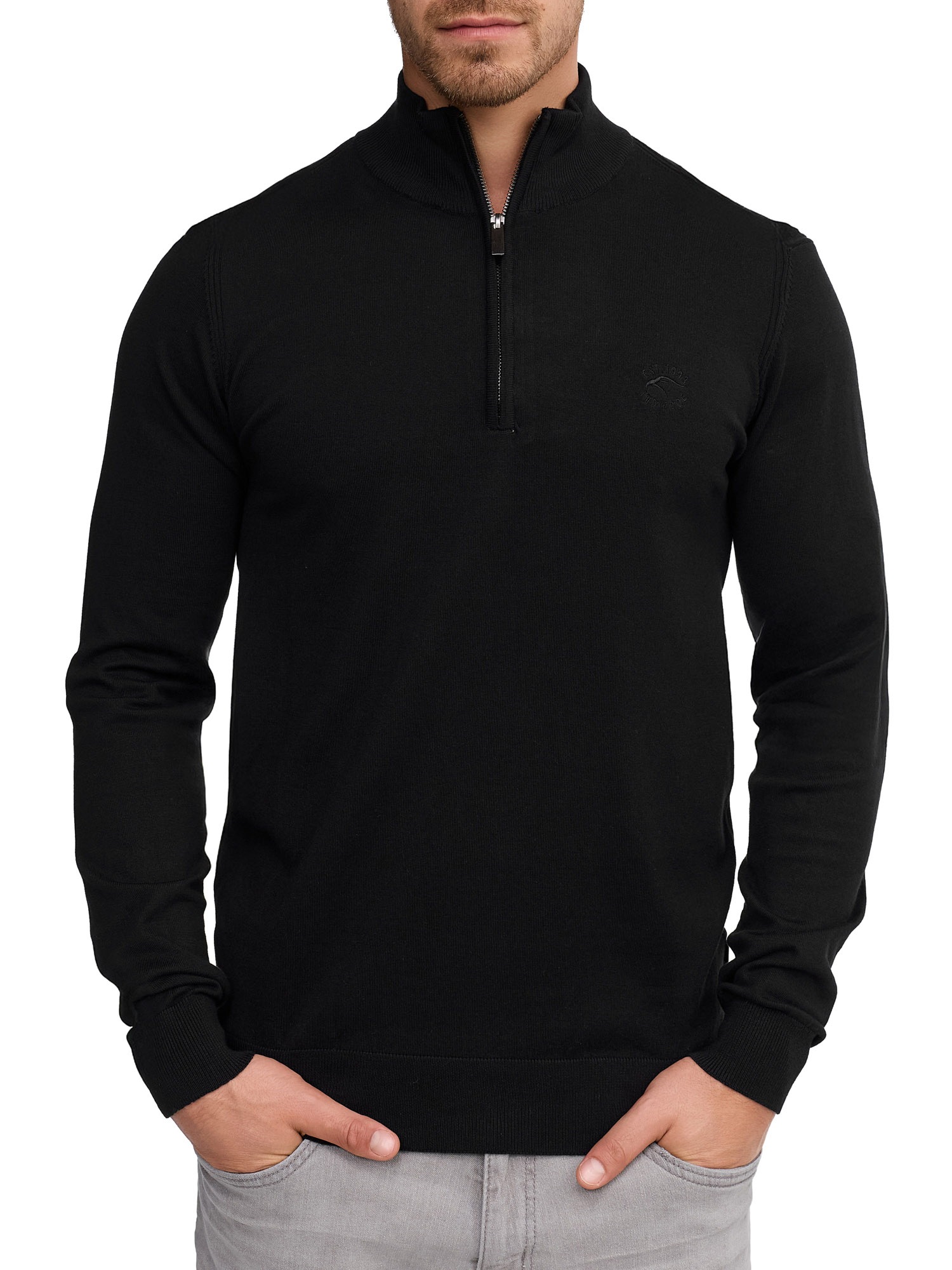 Troyer INDICODE "Lillamos", Herren, Gr. XXL, schwarz, Strick, Obermaterial: 80% Baumwolle, 20% Polyamid, unifarben, normal, ohne Ausschnitt, Pullover Troyer 3