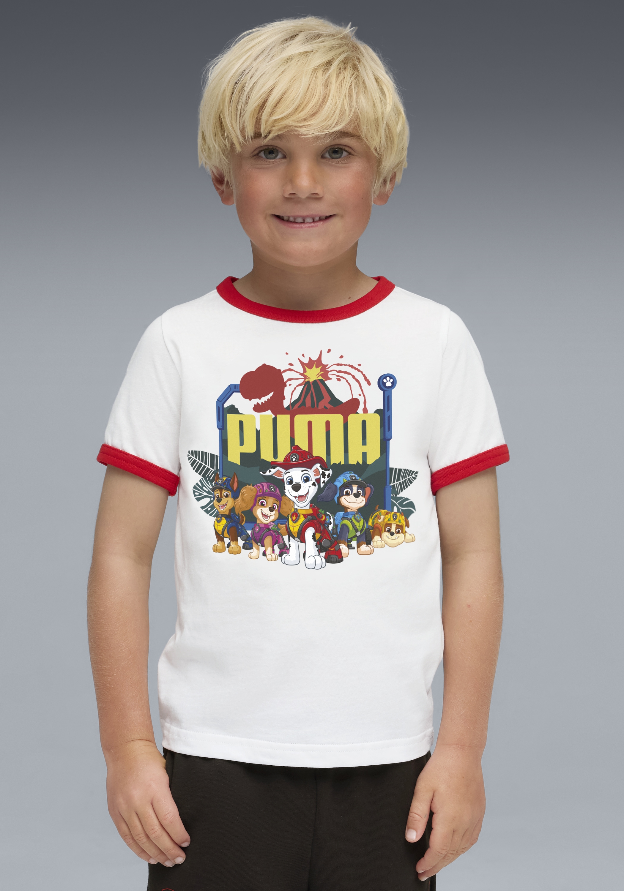 PUMA T-Shirt "X PAW PATROL RINGER TEE" Regular Fit, Kurzarm, für Kinder, mit Rundhalsausschnitt