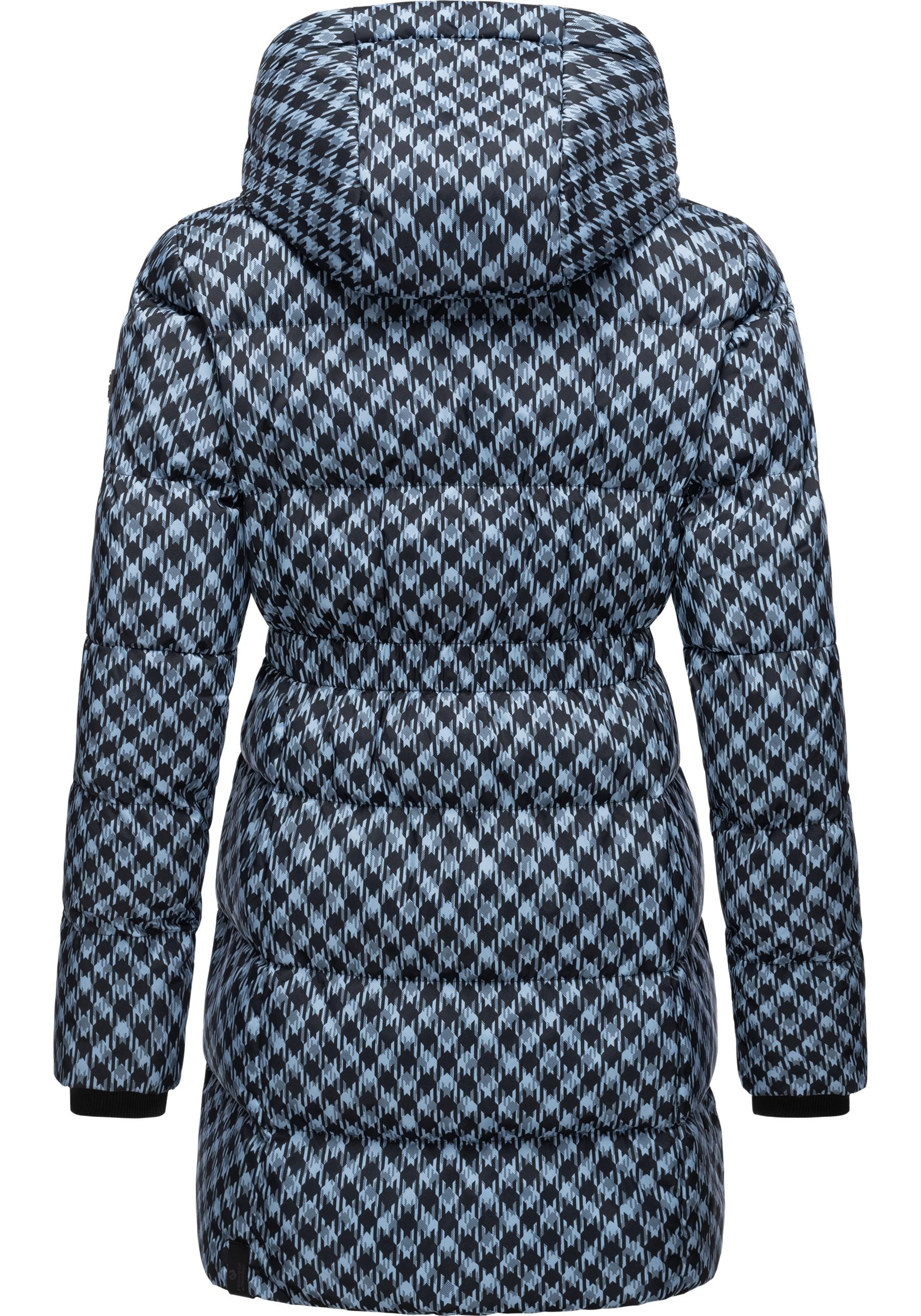 Ragwear Steppmantel »Niara Print«, Damen Wintermantel mit angesagtem Hahnentritt Muster