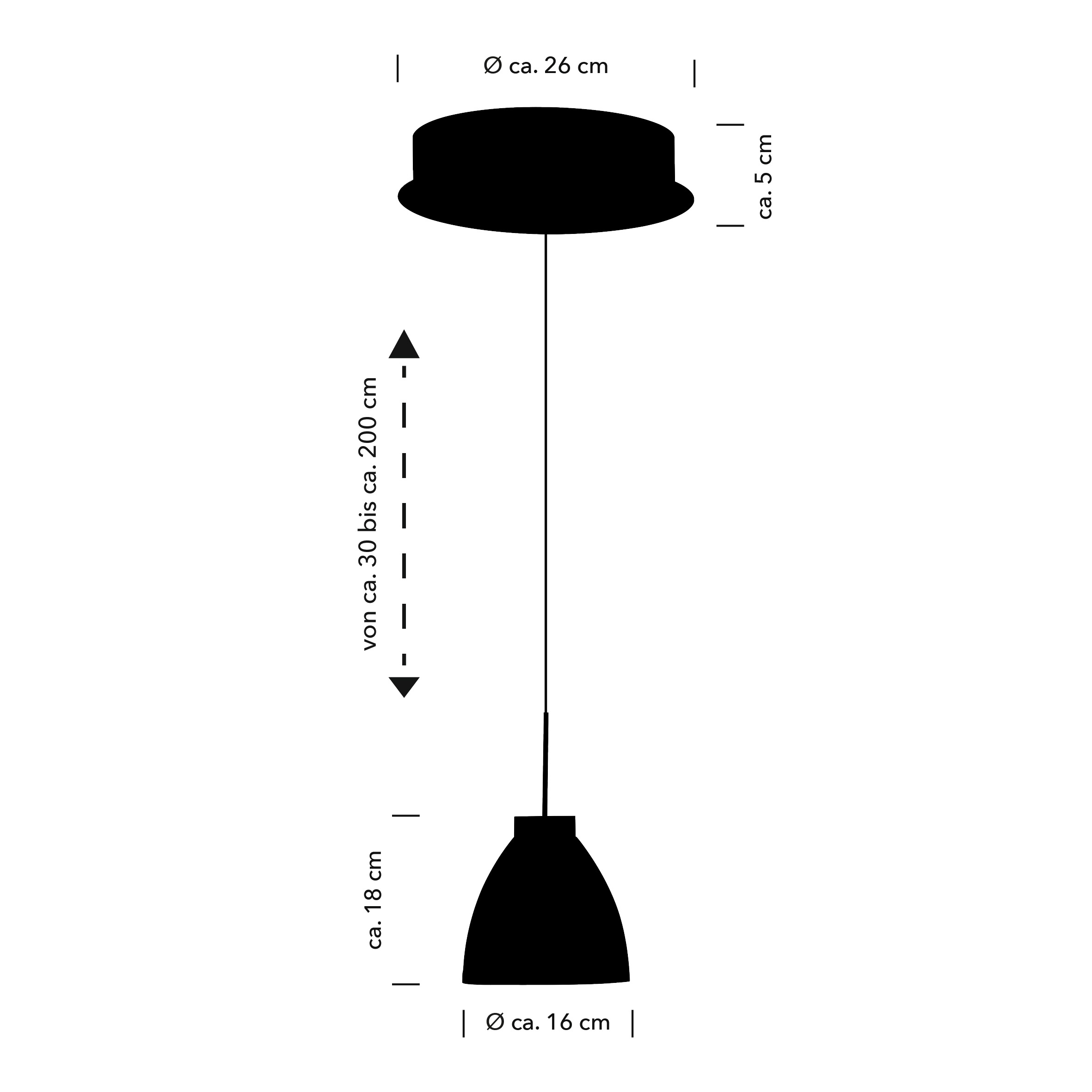 HELL höllisch gutes Licht LED Pendelleuchte »HENRI« LED-Modul 1 Stk. Warmweiß B-Link Fernbedienung,  Stufenlos höhenverstellbar