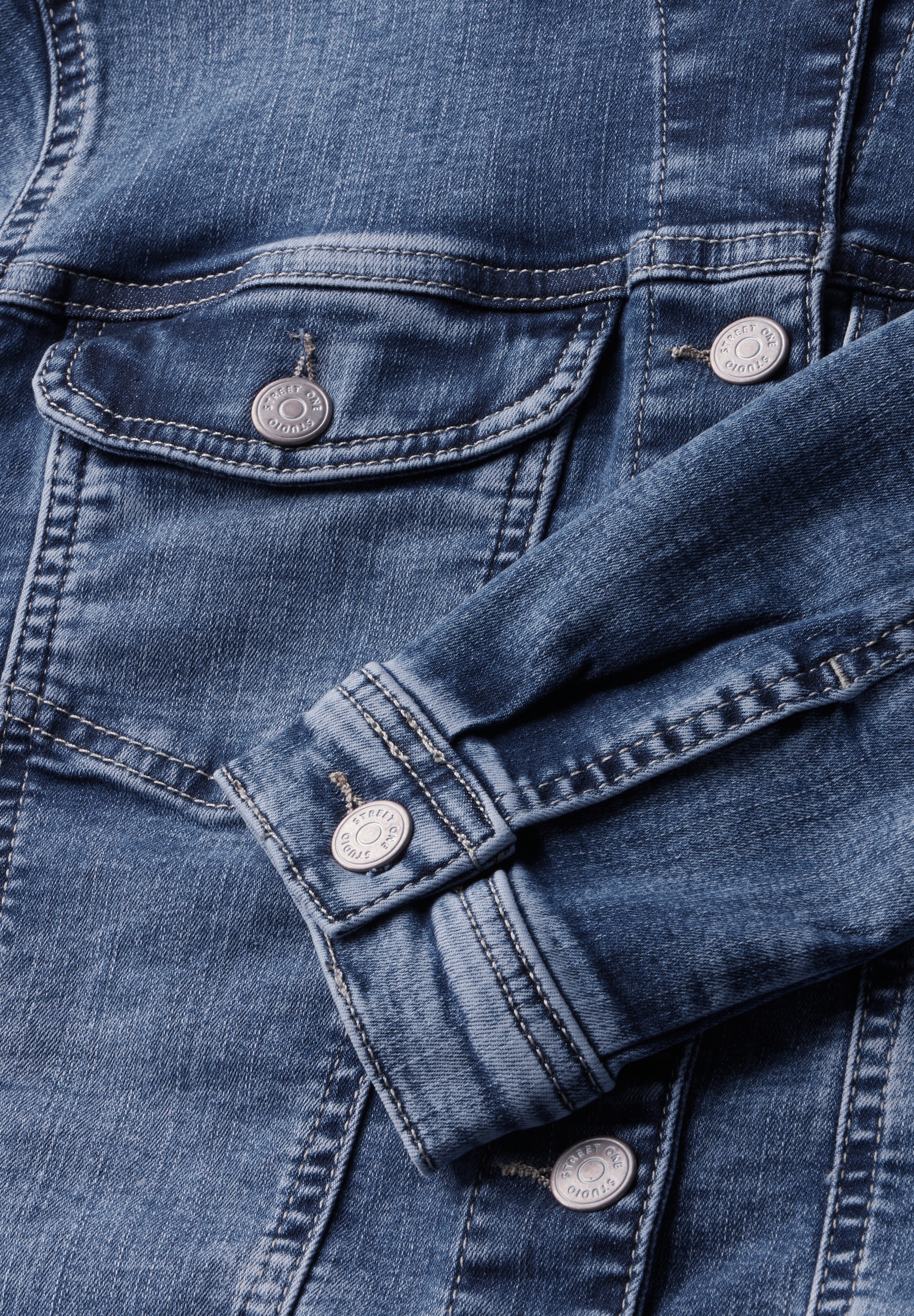 STREET ONE STUDIO Jeansjacke, ohne Kapuze, mit Knopfleiste