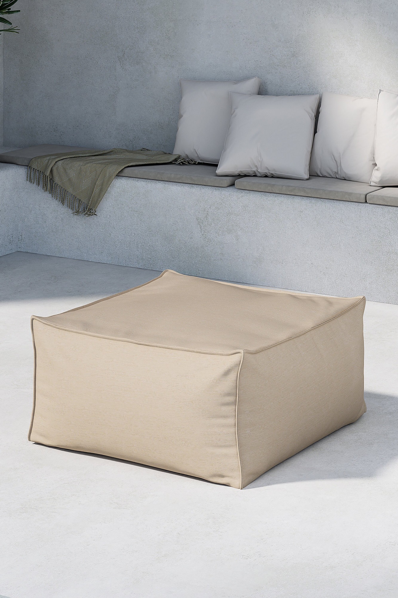 Venture Home Gartenlounge-Hocker »Rambo, vielseitiger Outdoor-Hocker 85 × 85 cm, belastbar bis 150 kg« Loungehocker, Olefin-Bezug, Polystyrol-Füllung, modular, beige