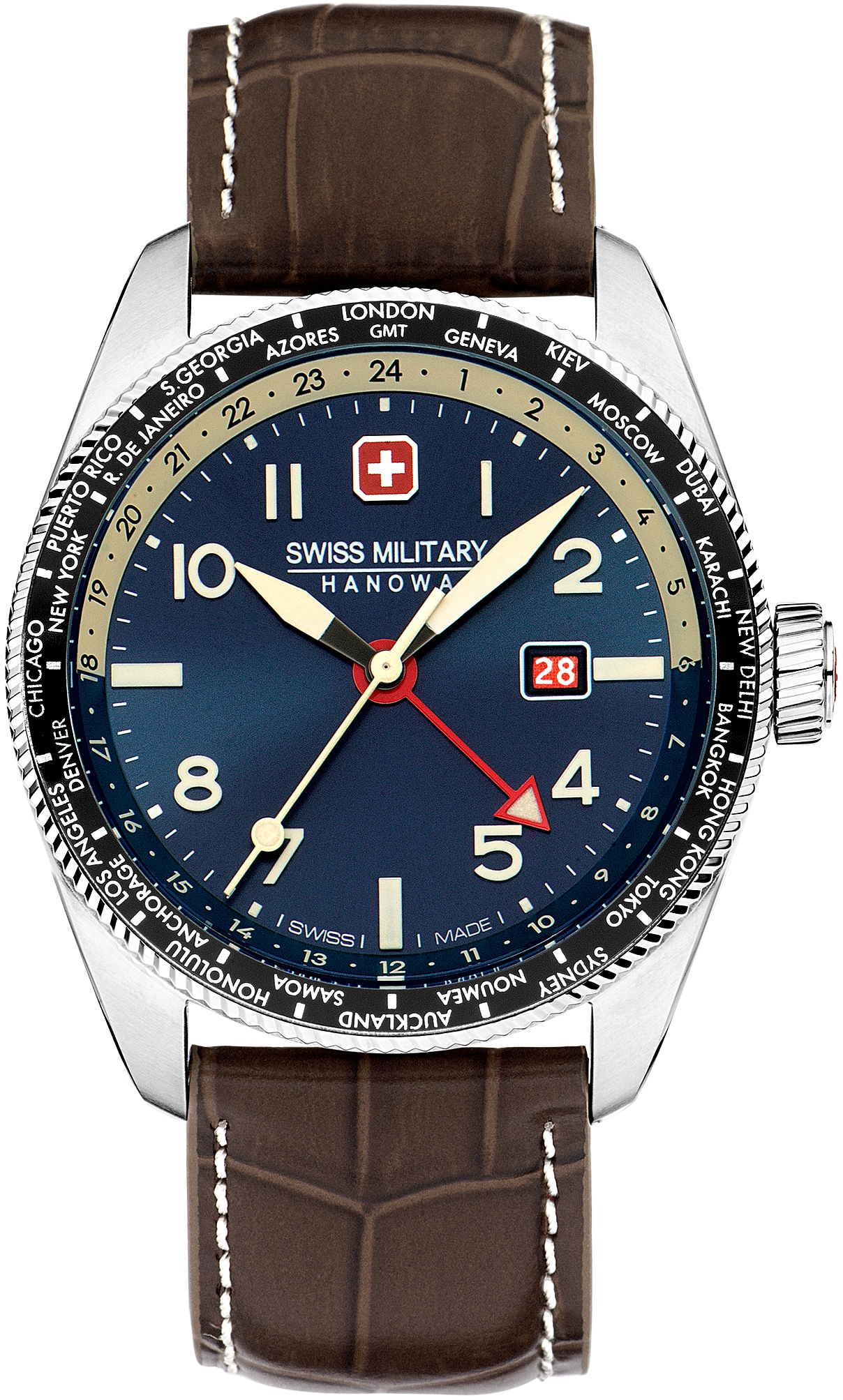 Swiss Military Hanowa Schweizer Uhr »HAWK EYE, SMWGB0000506«, Quarzuhr, Armbanduhr, Herrenuhr, Swiss Made, Datum, Saphirglas, analog