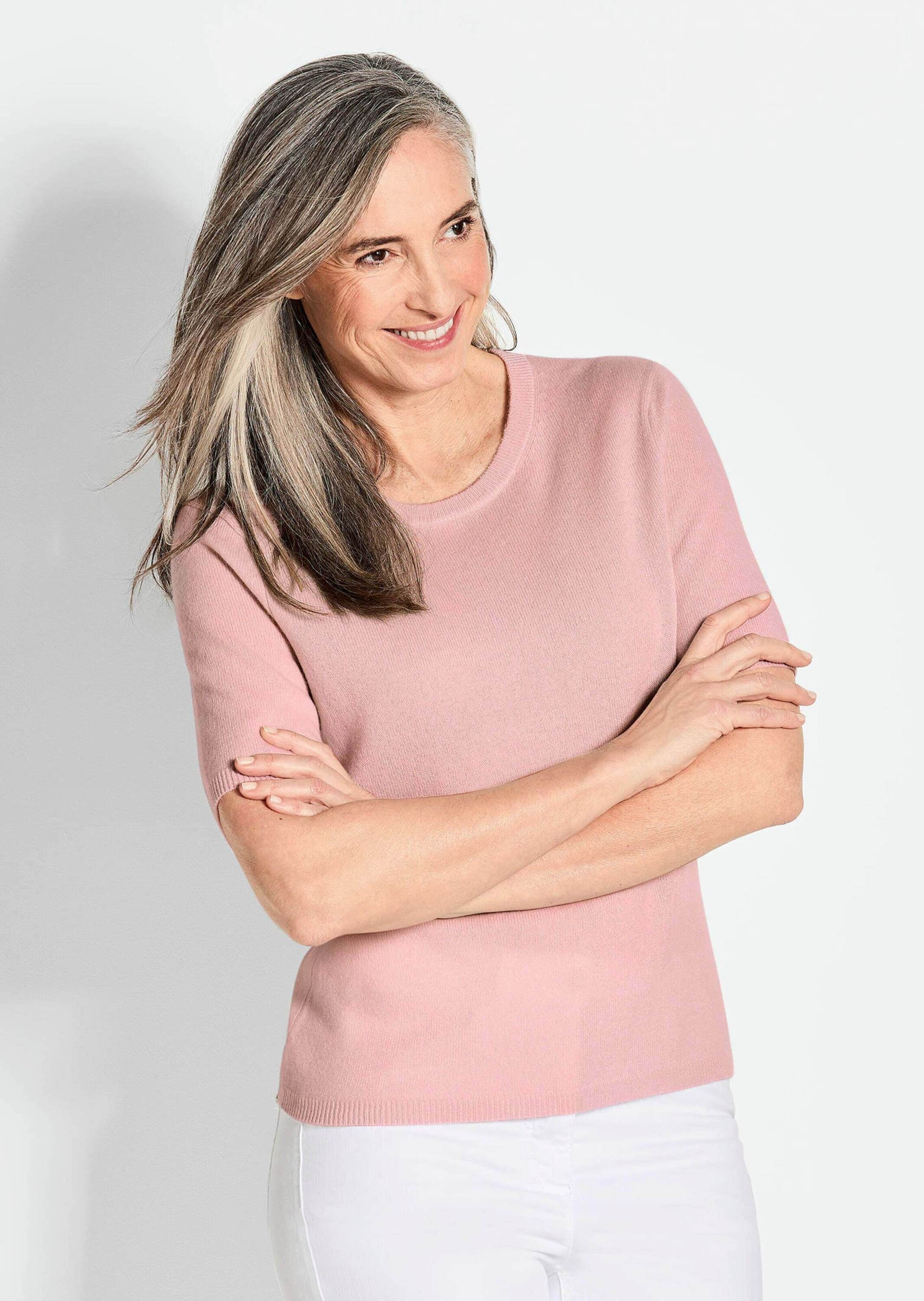 GOLDNER Kurzarmpullover »Kaschmirpullover mit Rundhals Halbarmpullover mit Rundhals aus Kaschmir«