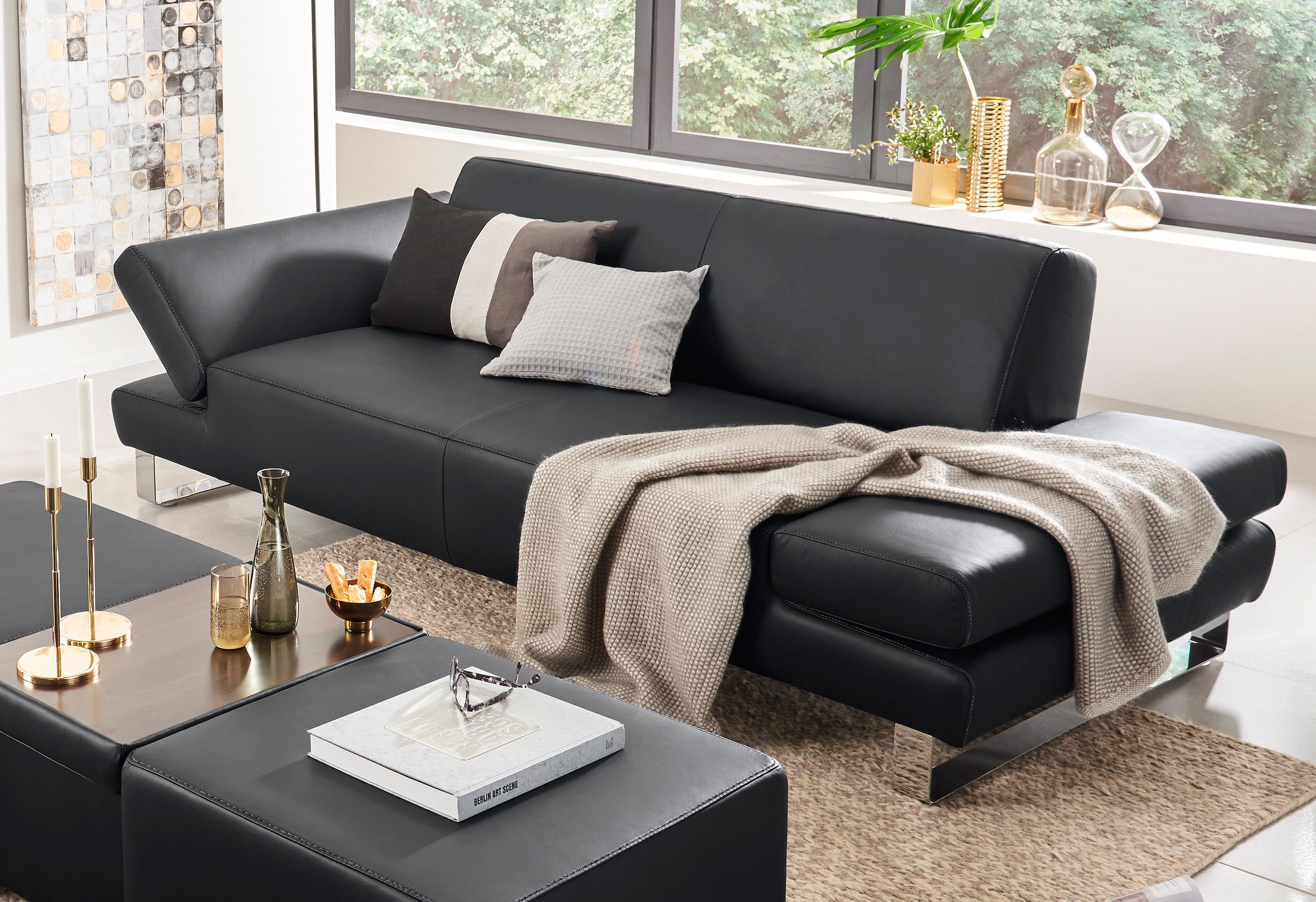 W.SCHILLIG 2-Sitzer »taboo Designsofa mit hohem Sitzkomfort«, mit Übertiefe, inklusive Armlehnenverstellung, mit Kontrastnaht