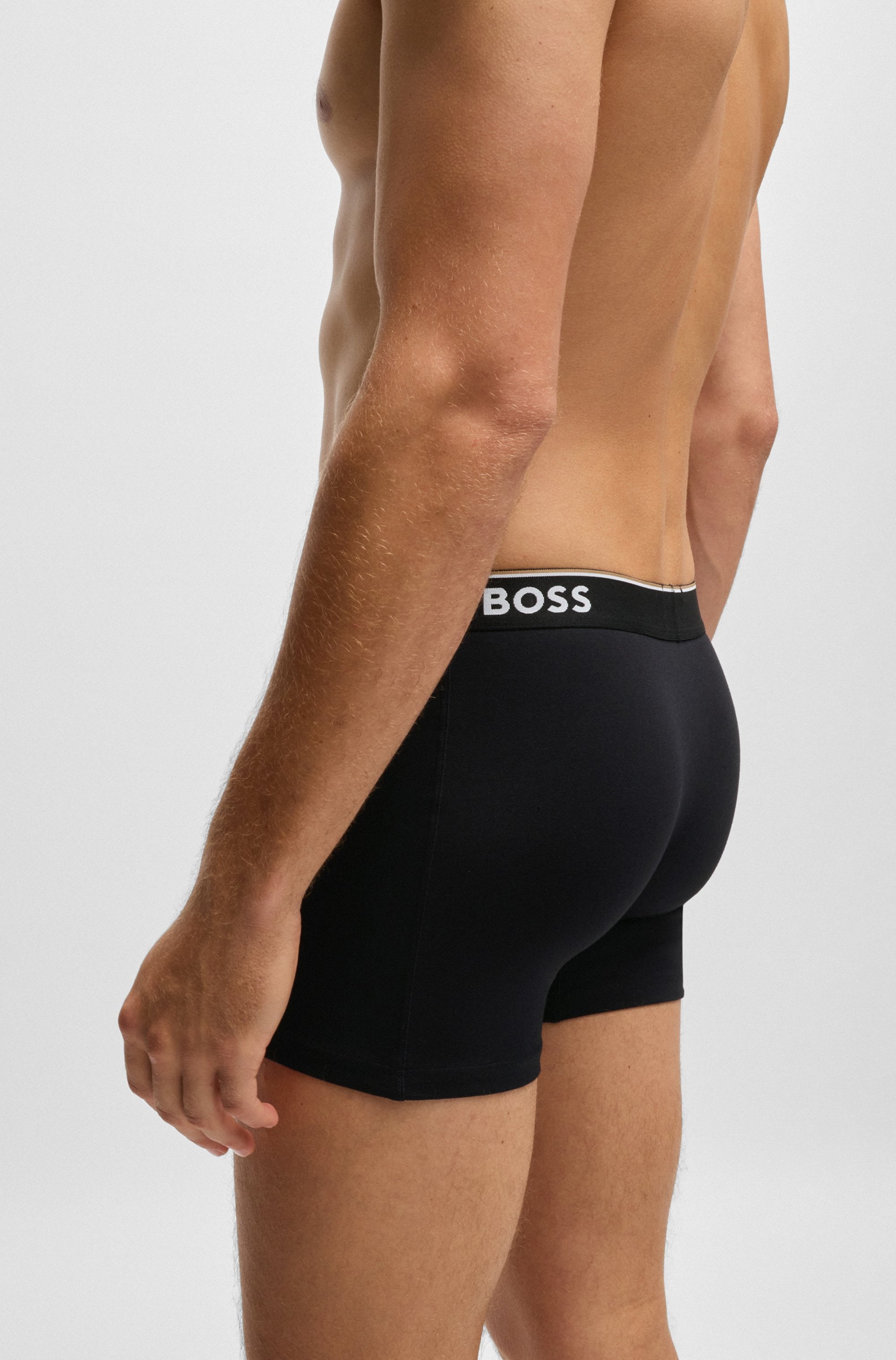 BOSS Langer Boxer »Boxer Brief 3P«, (Packung, 3er-Pack), mit farblich passendem Webbund