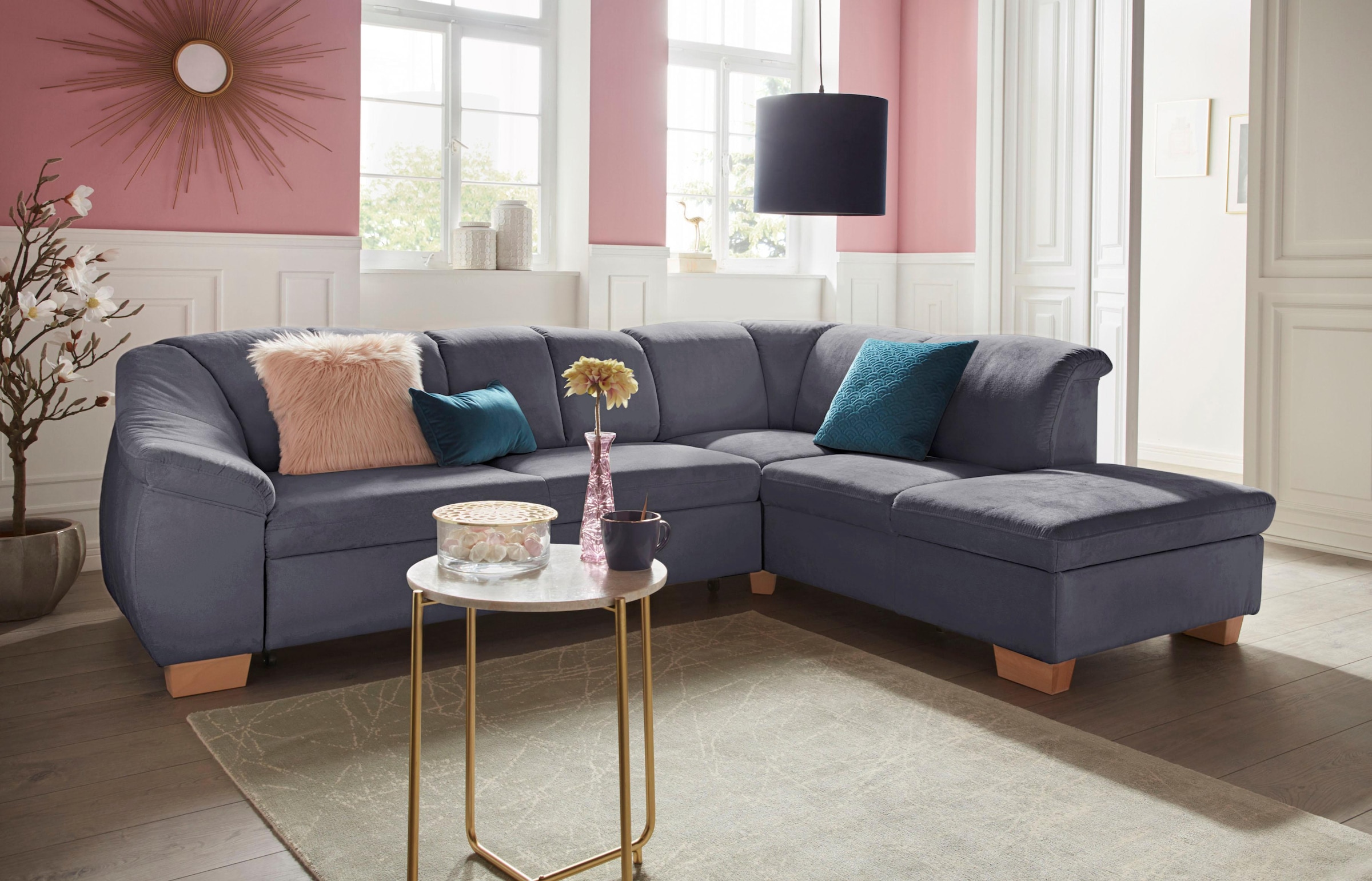 sit&more Ecksofa "Santo L-Form" mit Federkern, wahlweise mit Schlaffunktion und Stauraum