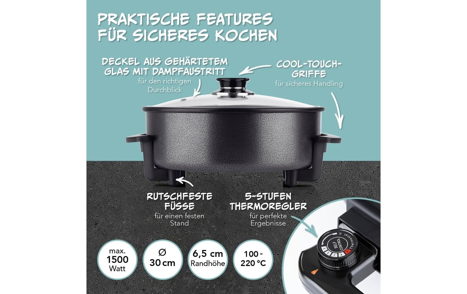 GOURMETmaxx Elektrische Multipfanne »mit Deckel, 1500 W« 1500 W