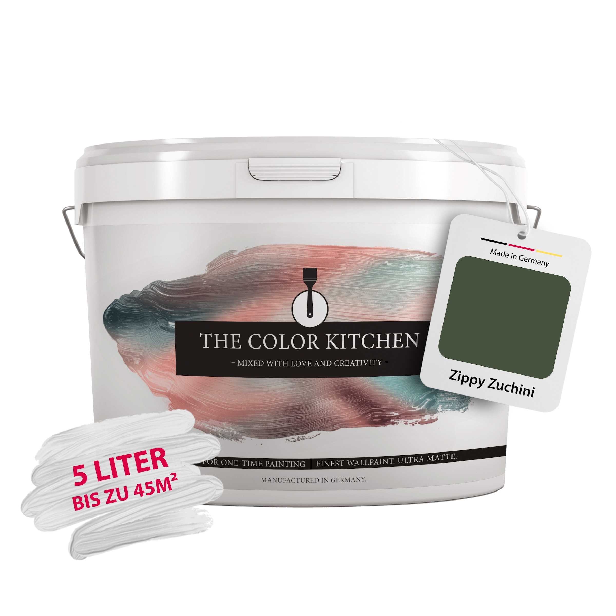 A.S. CRÉATION Wand- und Deckenfarbe "Seidenmatt Innenfarbe THE COLOR KITCHEN", 5 l 5ml, grün, Farben, für Wohnzimmer Schlafzimmer Flur Küche, versch.