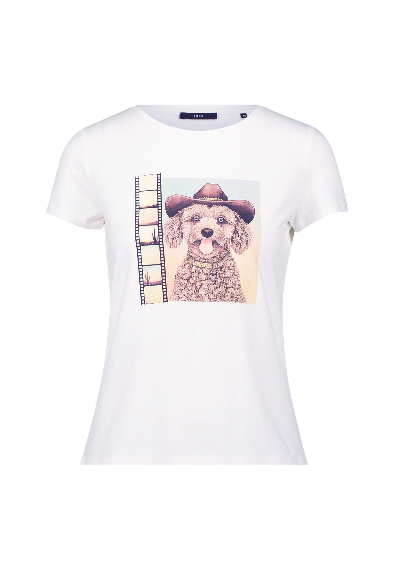 Zero Kurzarmshirt "Damen T-Shirt mit Hundemotiv", 1 Stk. Plain/ohne Details günstig online kaufen