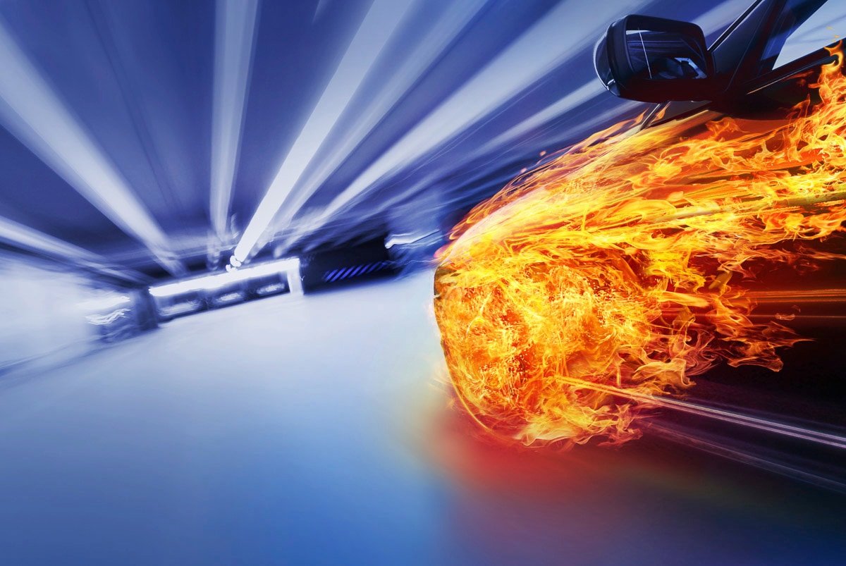 Papermoon "Auto mit Flammen"