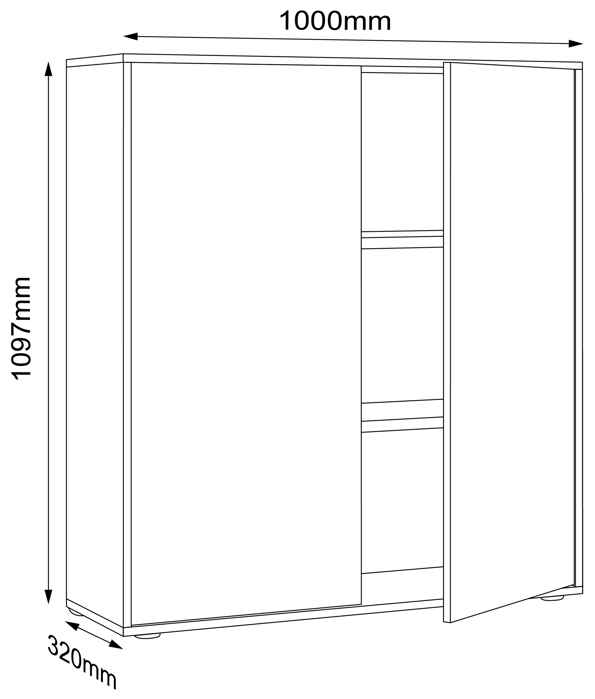 VCM Aktenschrank »VCM Holz Büroschrank Ordner Aktenschrank Büromöbel Schrank Salia 3-fach Breite 100 cm Drehtüren«, (1 St.)
