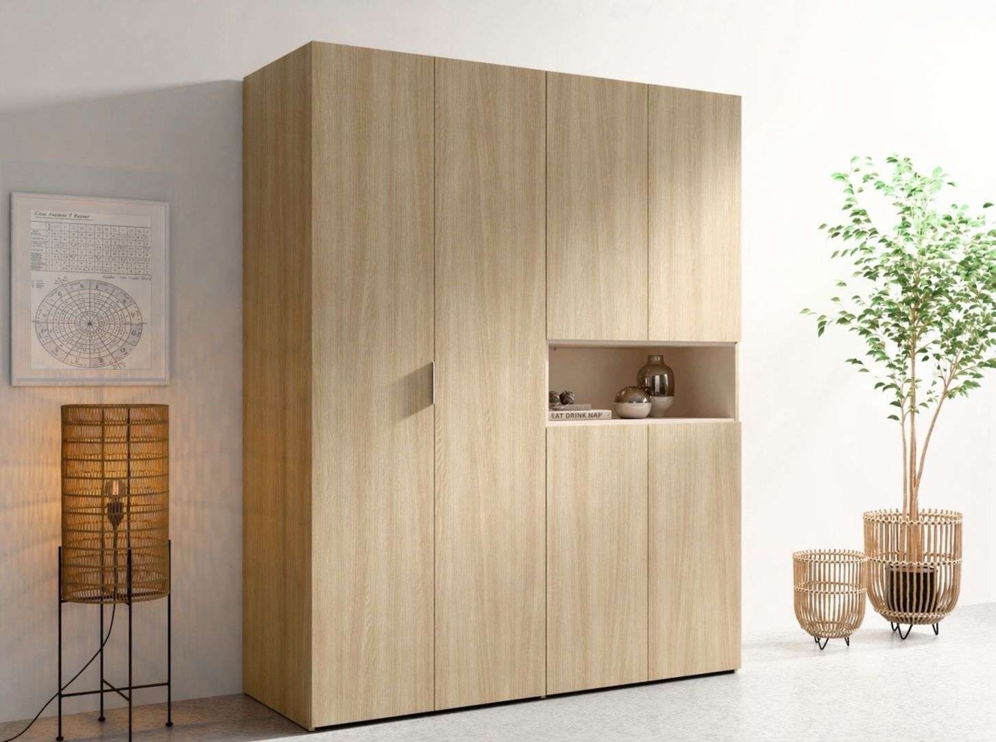 Home affaire Kleiderschrank »CUBIQUE mit/ohne Beleuchtung, Sof-Close System, Breite 161 cm« Garderobe mit Kleiderstange, 5 geschlossenen Fächern, 1 offenem Fach