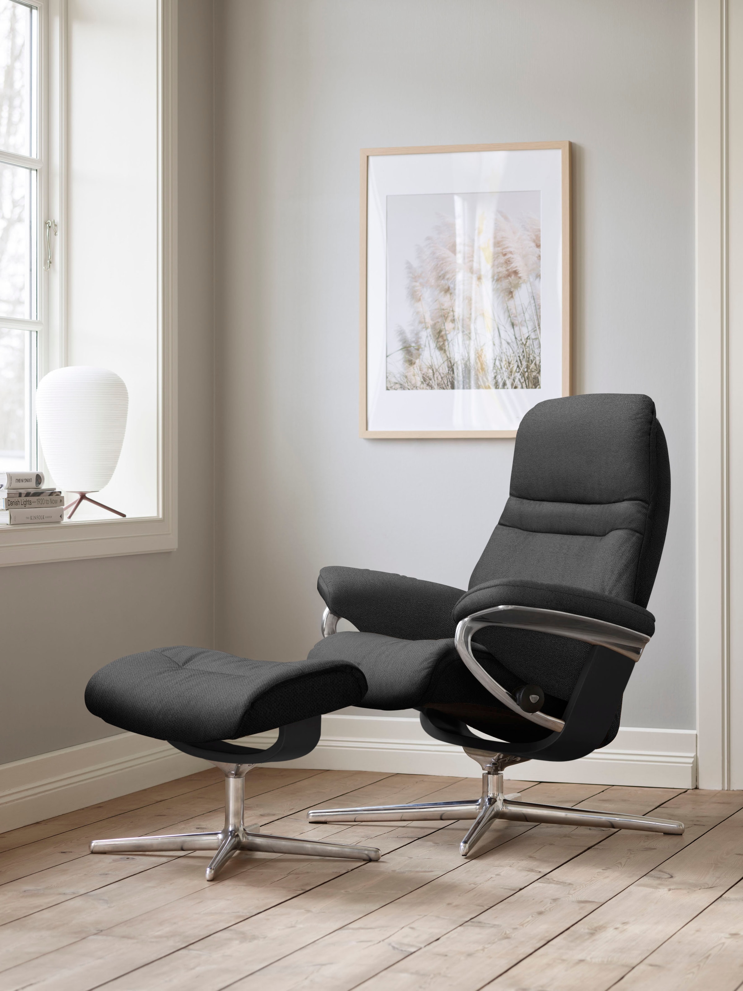 Stressless Fußhocker "Sunrise", mit Cross Base, Größe S, M & L, Holzakzent Schwarz