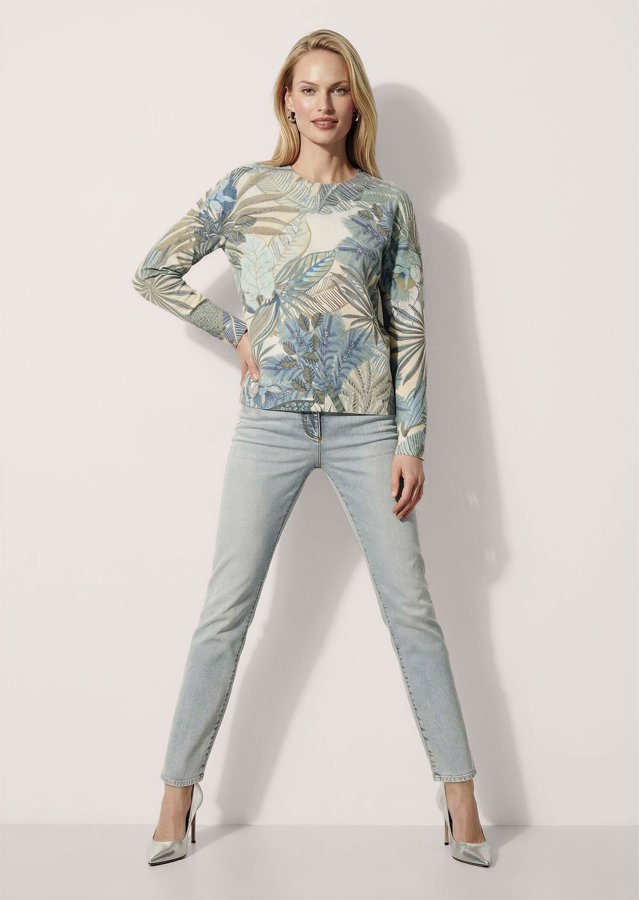 MADELEINE Longpullover »Pullover Strickpullover mit botanischem Print«