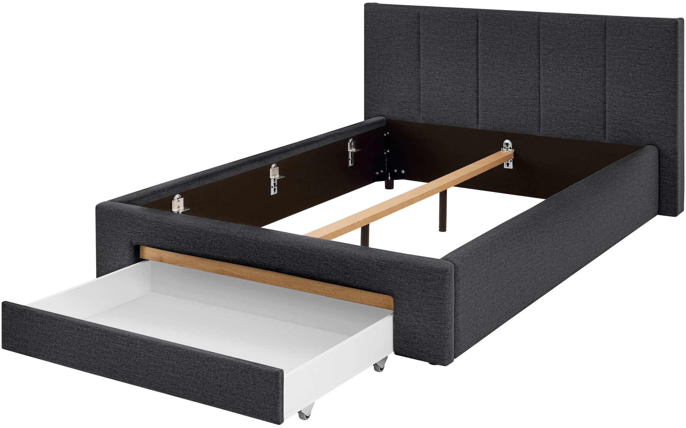 INOSIGN Polsterbett »CiTY/GiRON, Bettgestell mit Bettkasten, gepolstertes Stauraumbett«, mit Hundebett oder Stauraumschublade, Bezug Cord-oder Leinenoptik