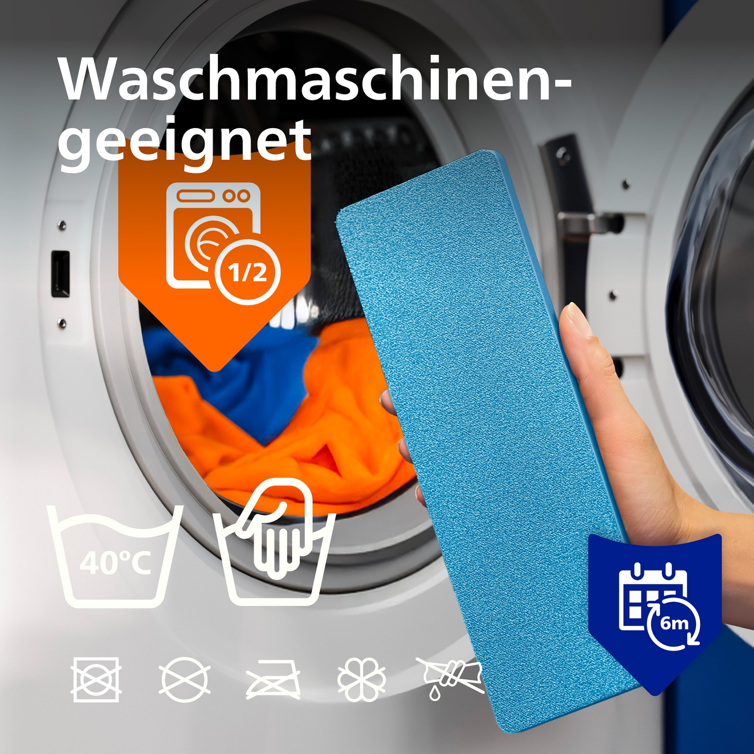 Philips Mikrofaserpad »OneUp Ersatzpad XV1883/20« (Mikrofaser 12 cmx35 cm 2 Stk. tlg. Speziell für Fliesen, Stein- und Betonböden entwickelt