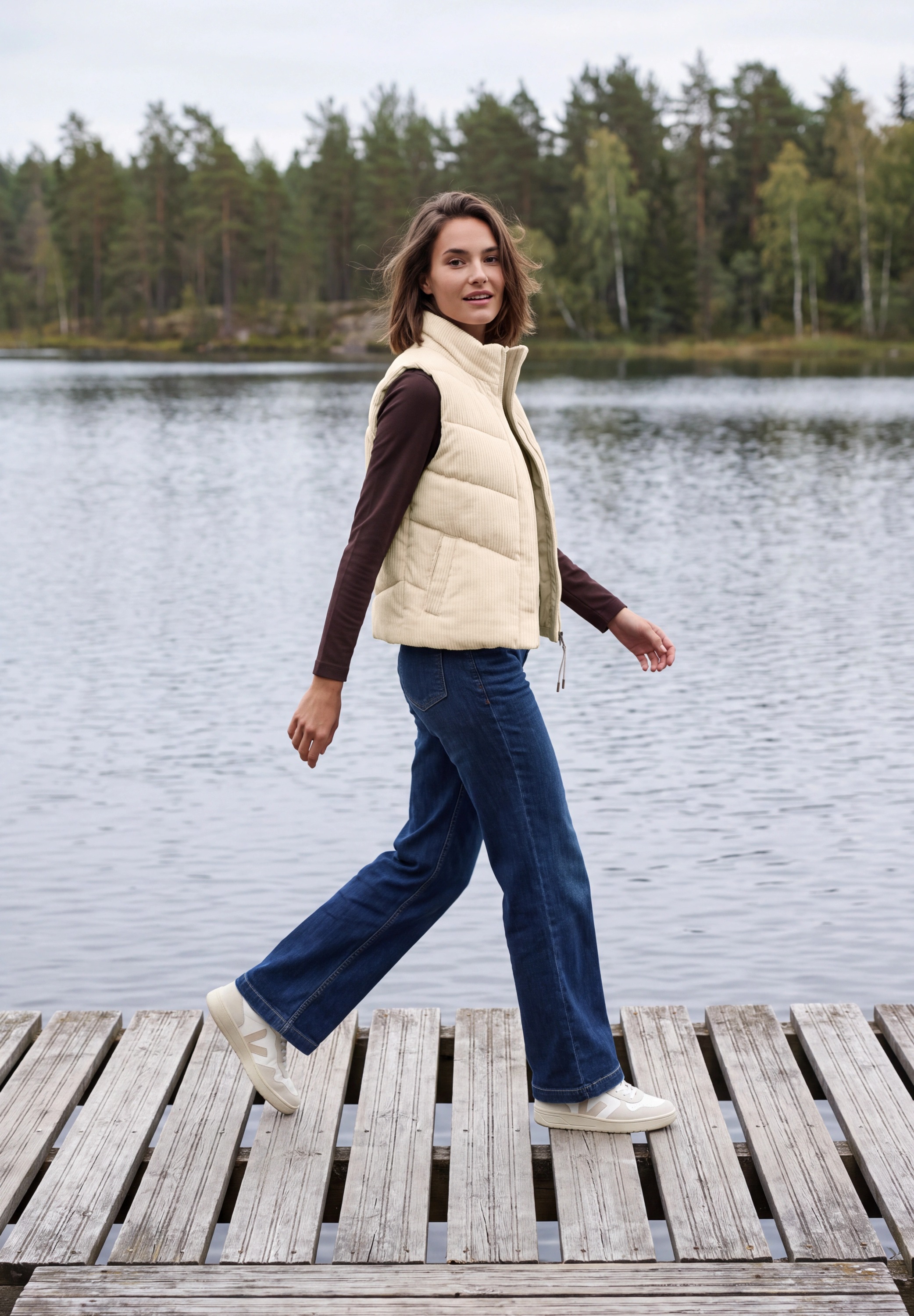 Cecil Cordweste mit Steppmuster und Zipper