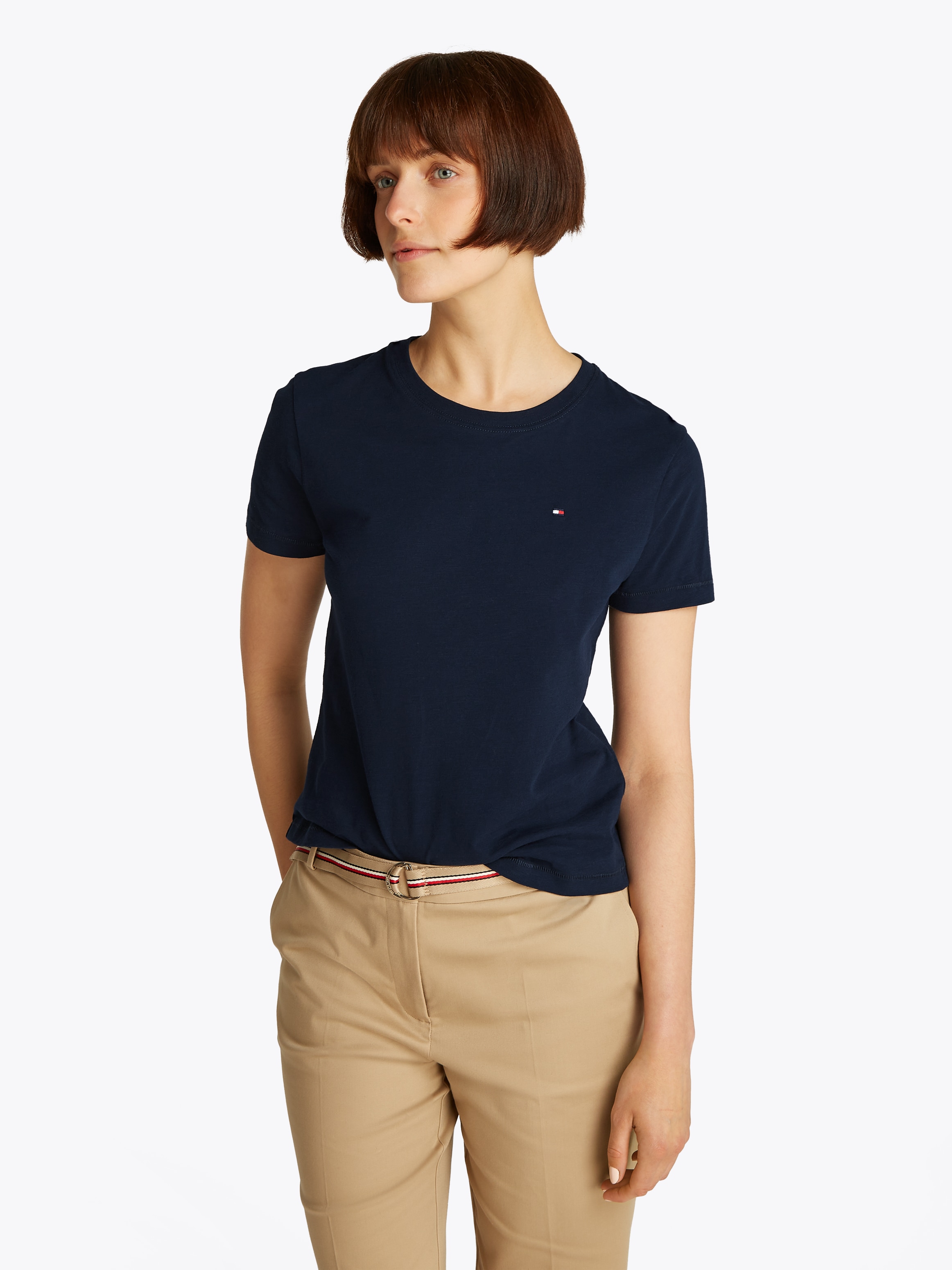 Tommy Hilfiger Rundhalsshirt "SLUB REG C-NK SS", mit Flammgarn-Struktur, mi günstig online kaufen