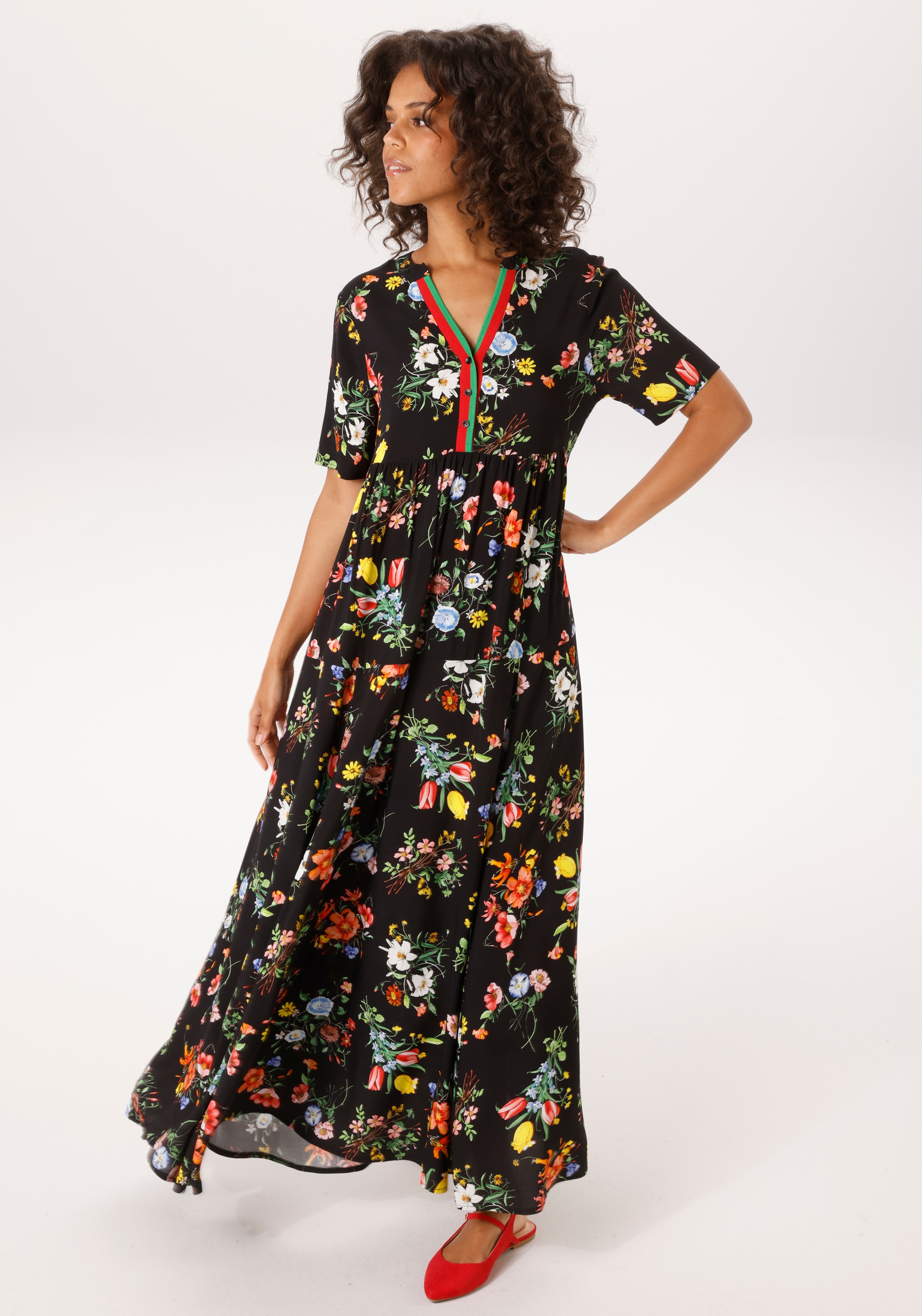 Aniston CASUAL Sommerkleid mit farbenfrohen Blumendruck - jedes Teil ein Un günstig online kaufen