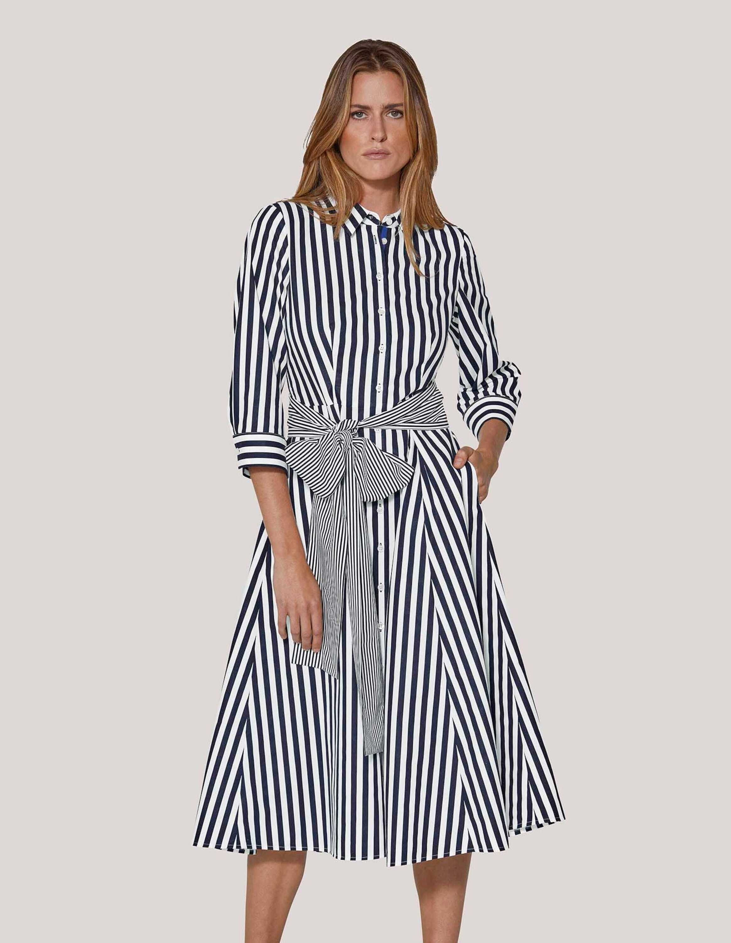 MADELEINE Sommerkleid »Kleid Gestreiftes Hemdblusenkleid mit Bindeschärpe«