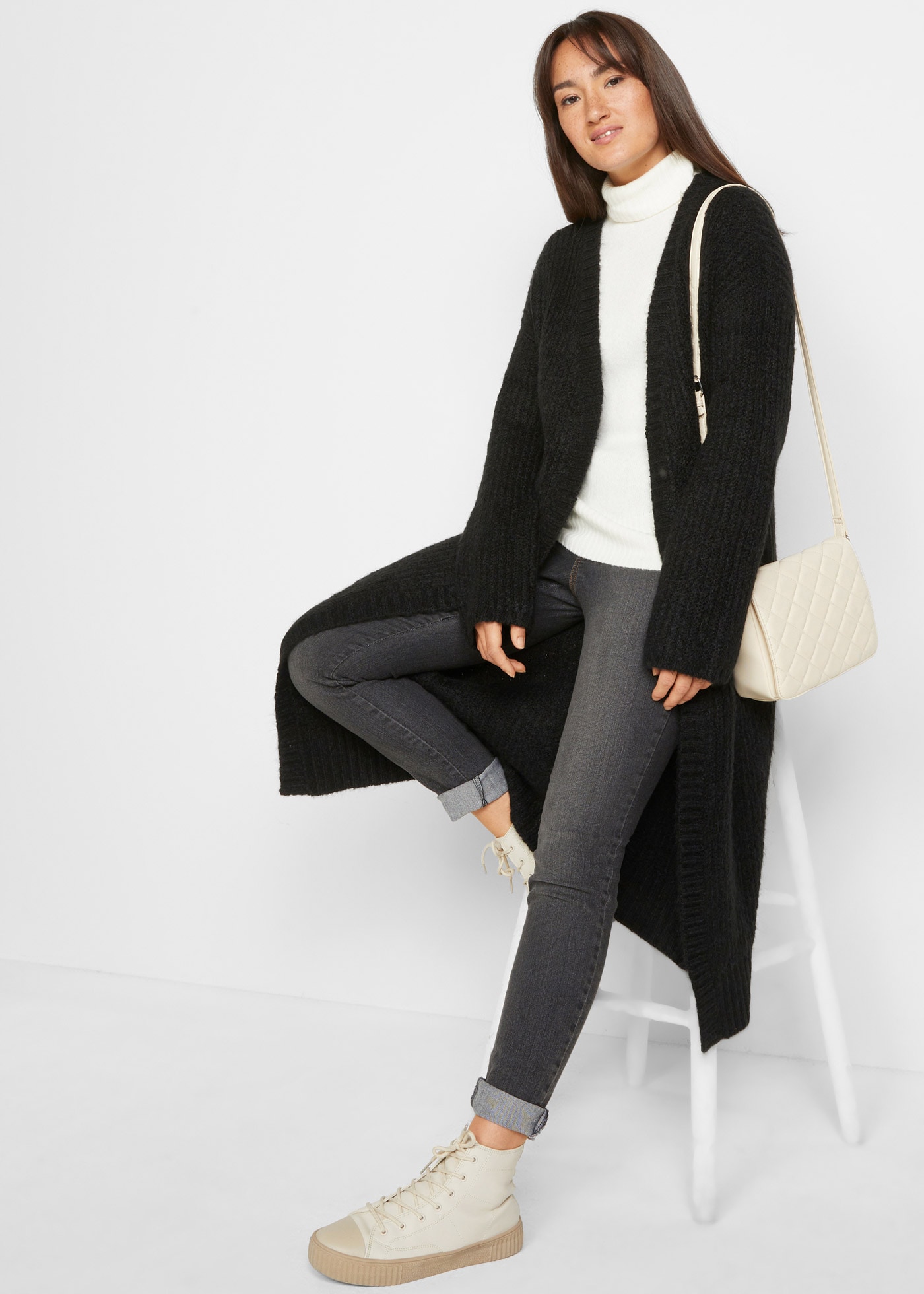 bonprix Strickmantel offene Form ohne Verschlüsse