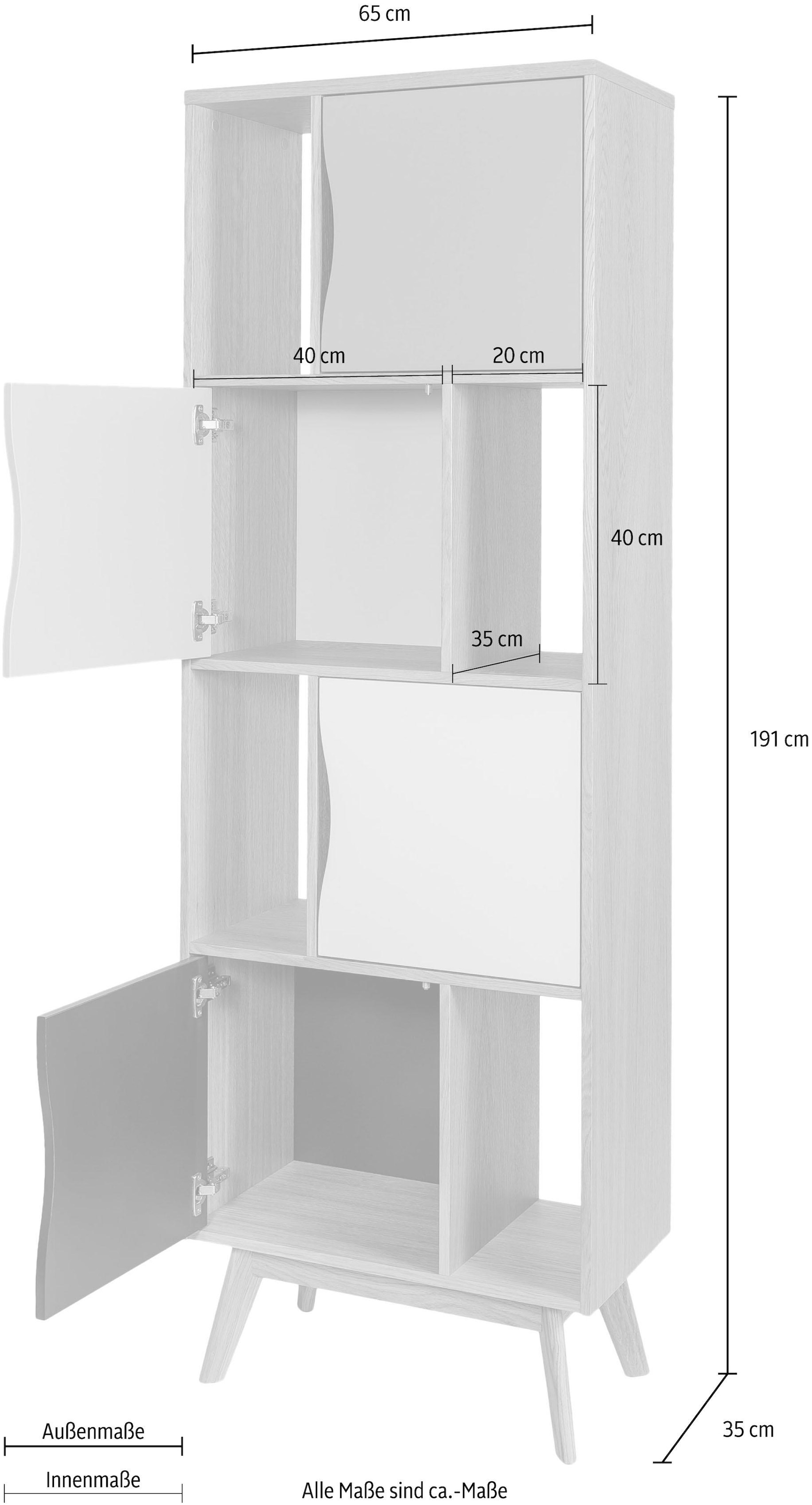 Woodman Bücherregal »Avon«, Höhe 191 cm, Holzfurnier aus Eiche, schlichtes skandinavisches Design