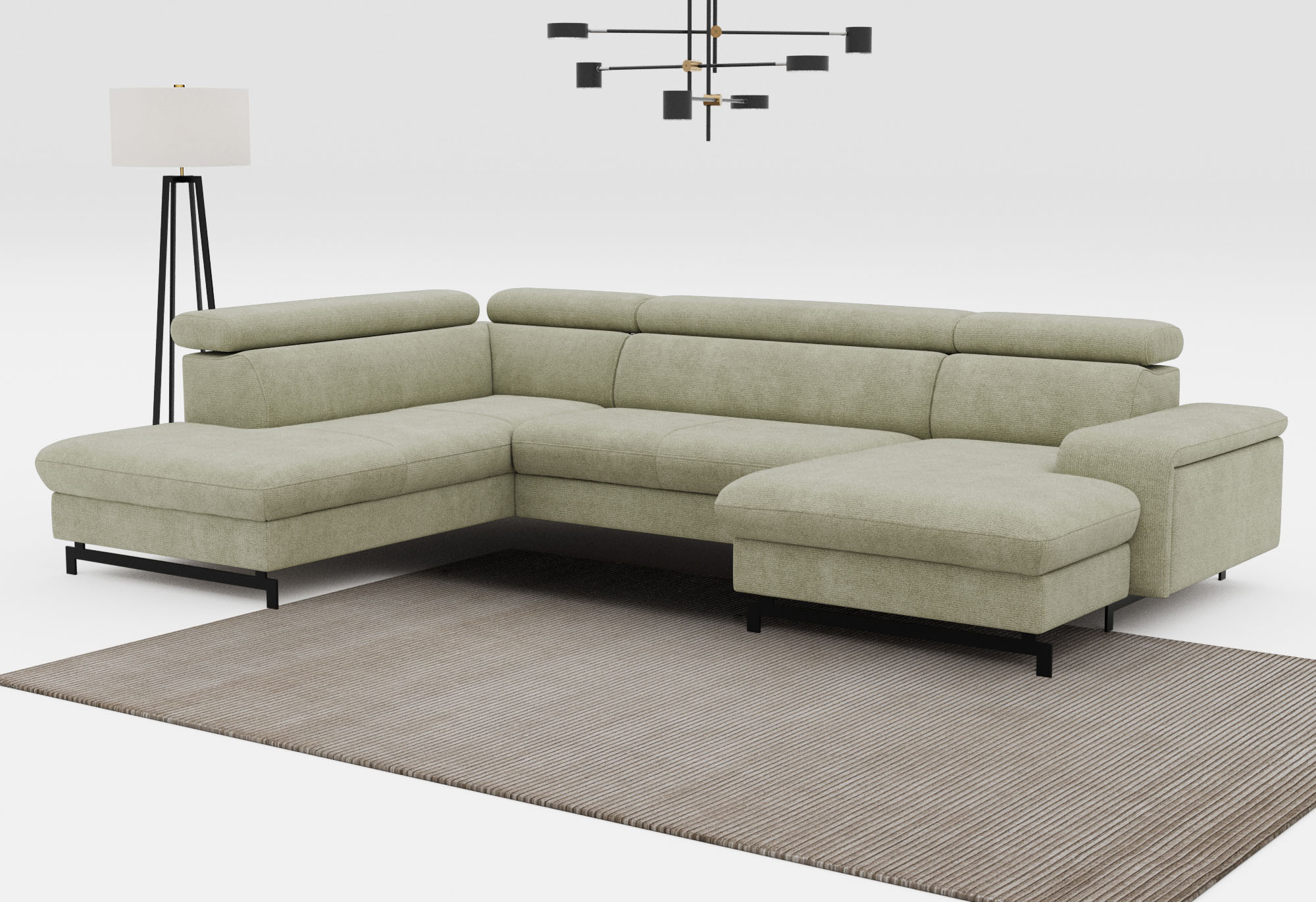 COTTA Wohnlandschaft "Emma U-Form, B: 328 cm" mit Kopfteilverstellung, optional Schlaffunktion & Bettkasten
