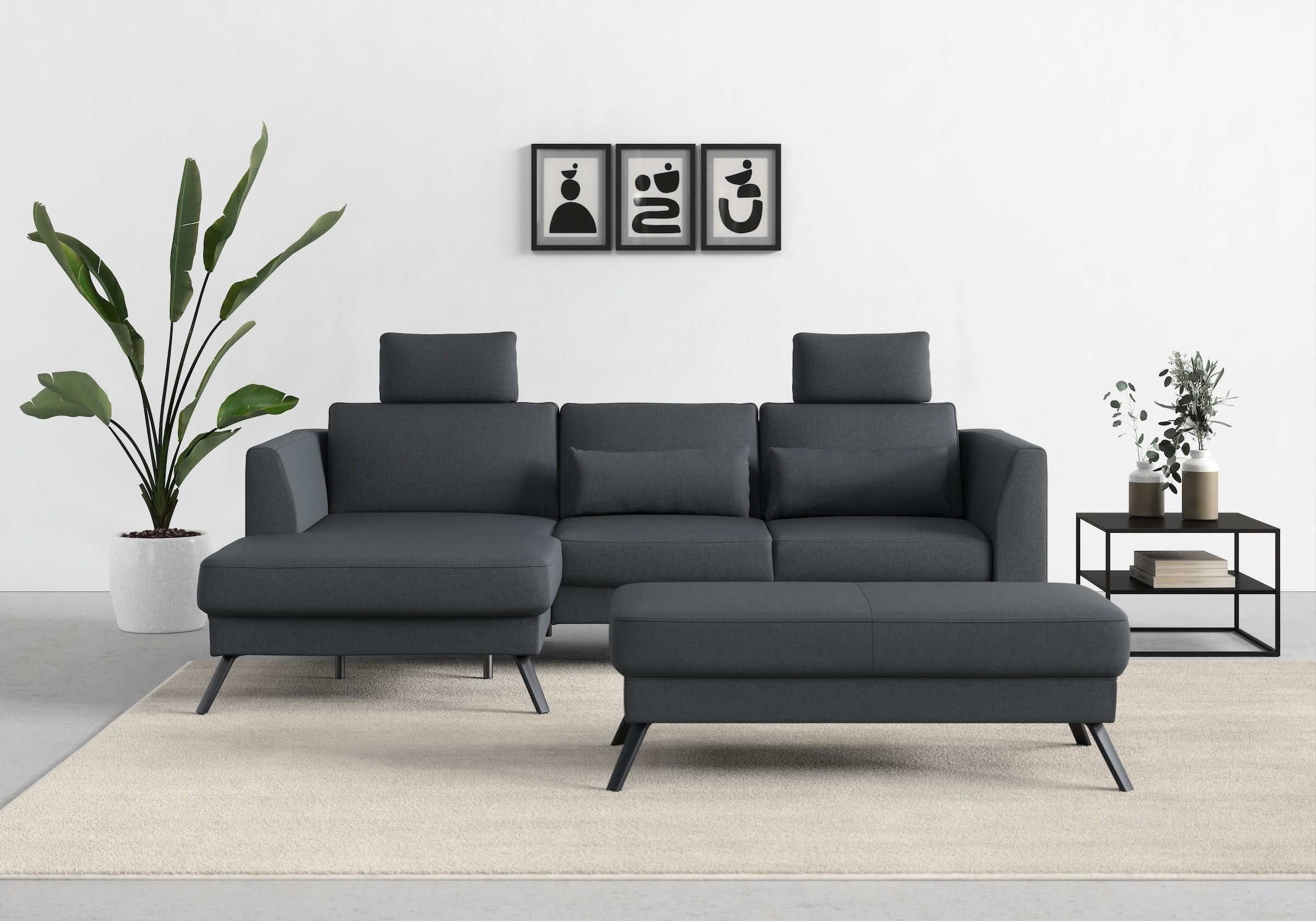 sit&more Ecksofa »Lindholm L-Form«, mit Sitztiefenverstellung und Federkern