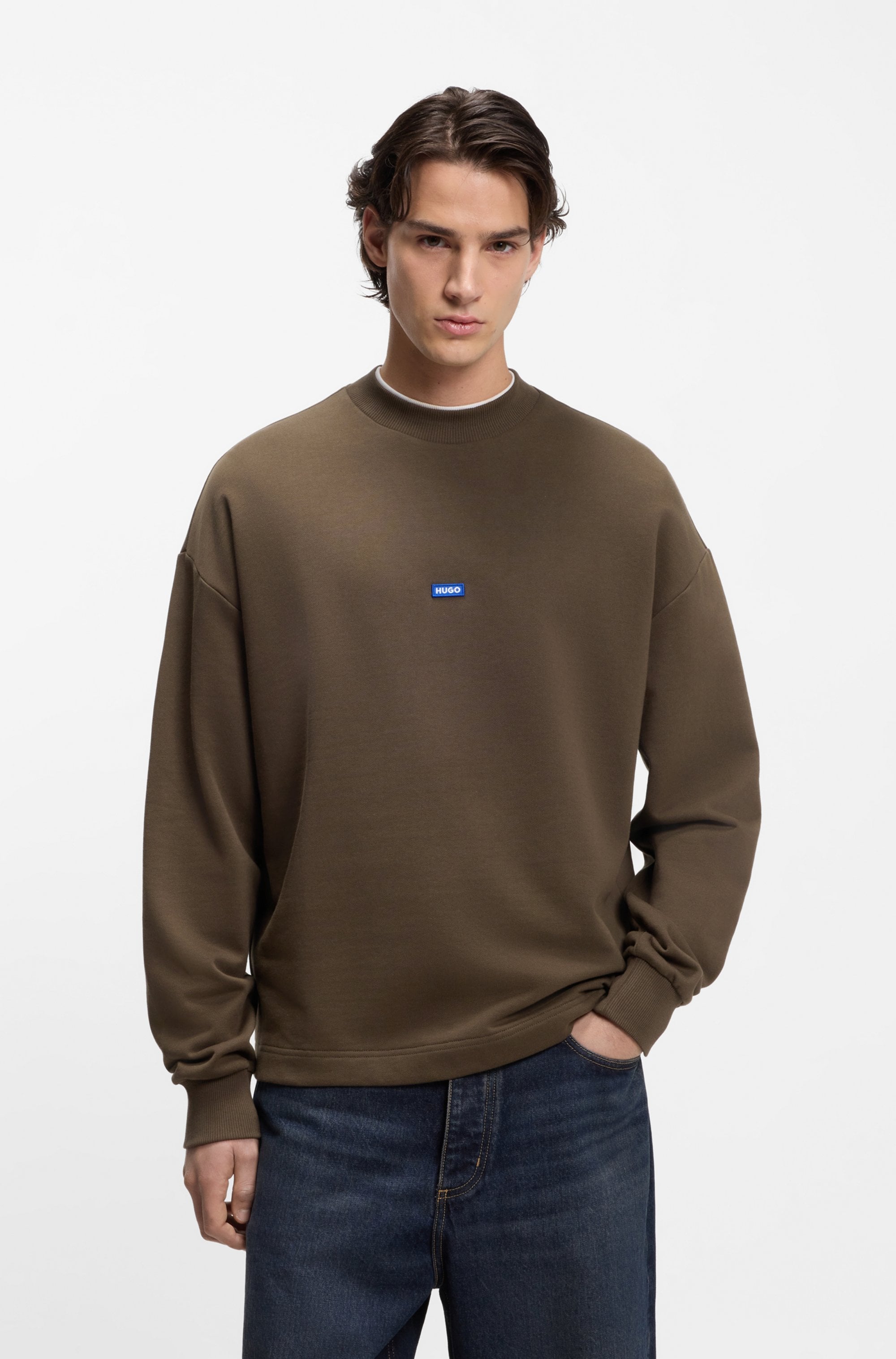 HUGO Blue Sweatshirt "Nedro", Rundhalsausschnitt, Regular Fit, Logo-Patch günstig online kaufen