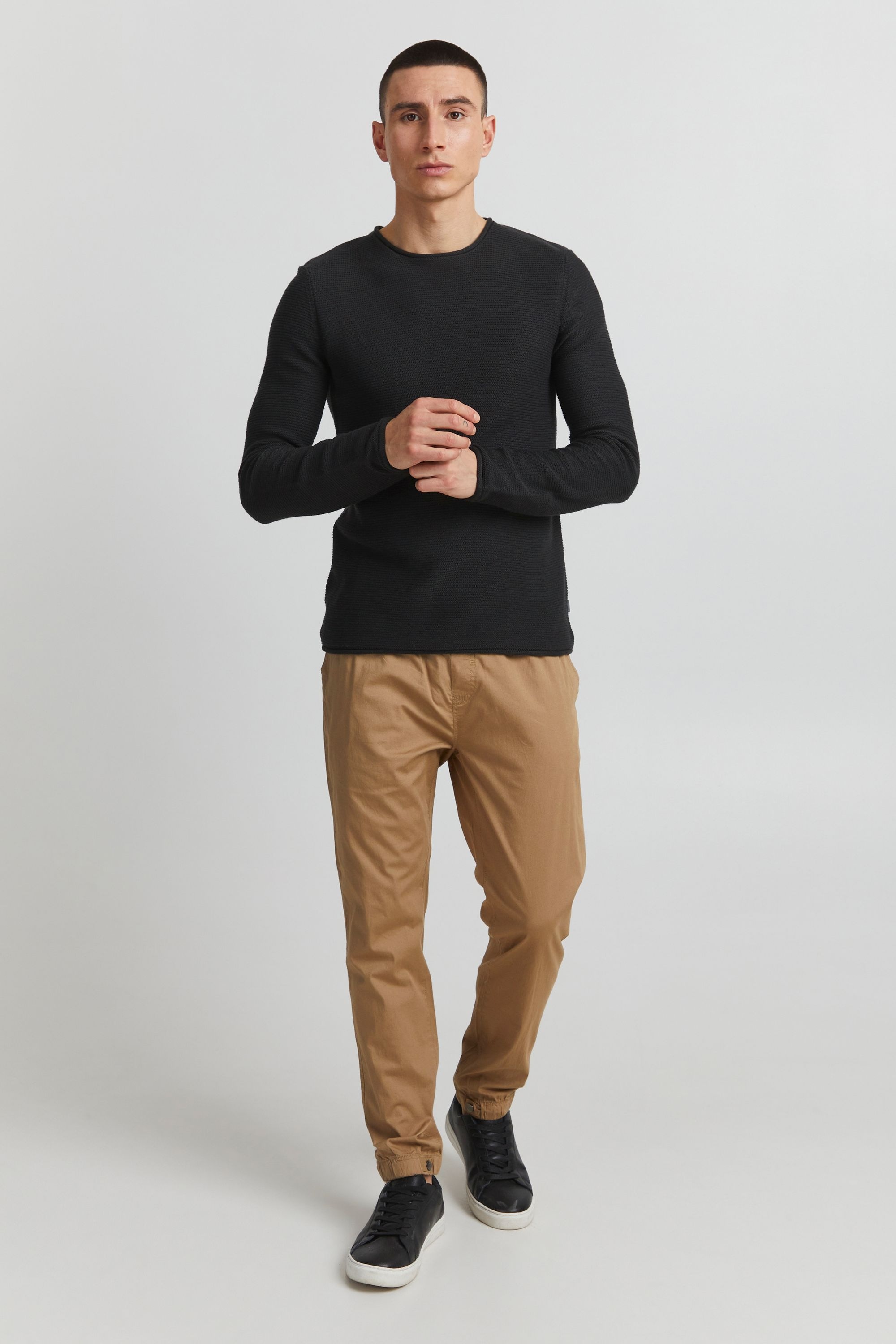 !solid Strickfleece-Pullover SOLID "Strickpullover SDJarah", Herren, Gr. L, schwarz (true schwarz), Obermaterial: 50% Baumwolle CO. 50% Polyacryl PAN., Pullover 2