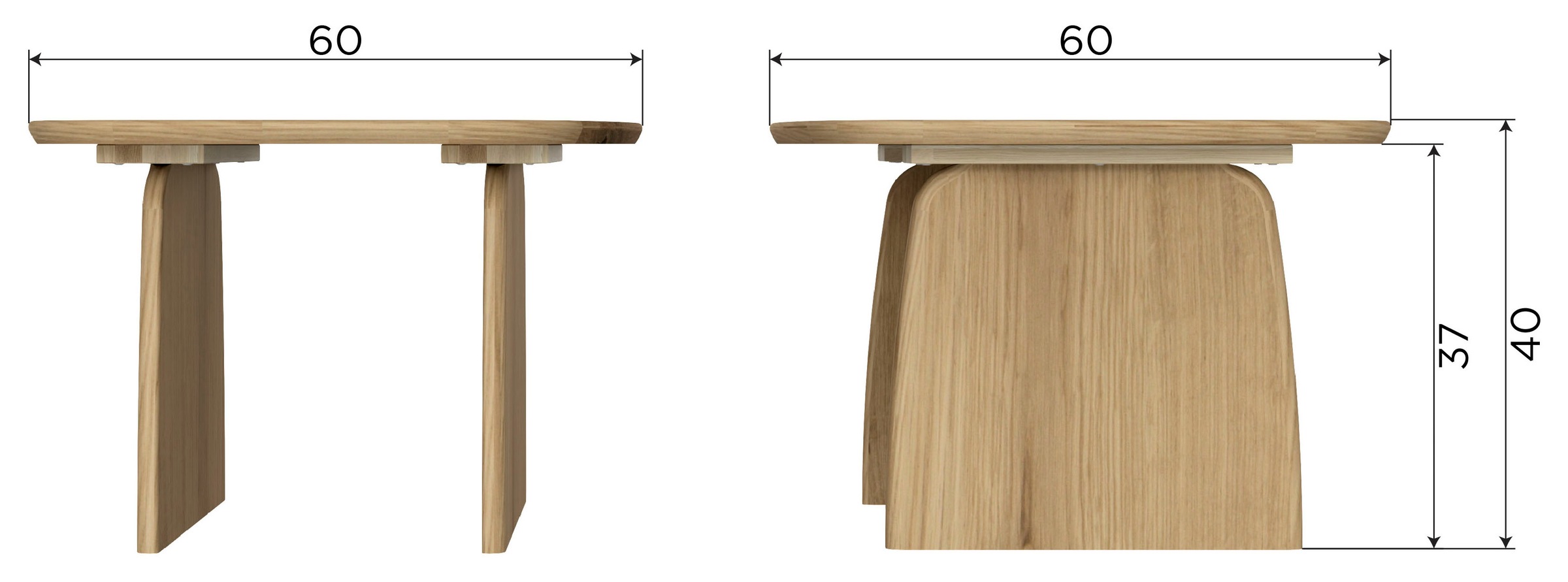 WOOOD Couchtisch »Tablo mit FSC®-Mix Eichenholz und organischer Form B60 x T60 x H40 cm« Transparente Schutzlackierung, Tragkraft 50 kg, kompakte Ausführung