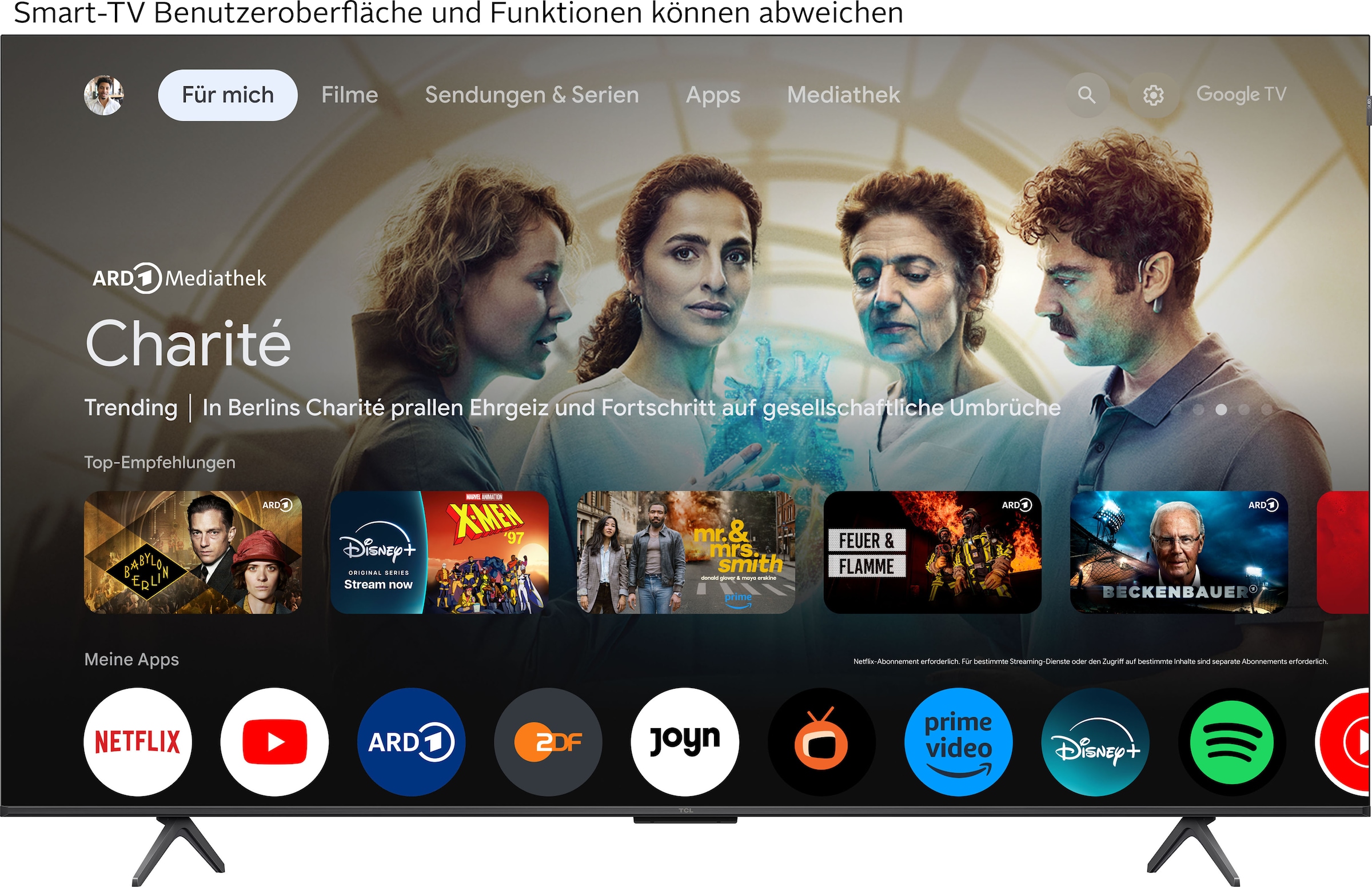 TCL QLED-Fernseher »65P81KX1«, 4K Ultra HD, Google TV-Smart-TV, 144Hz, Multi-HDR, Dolby Vision, Game Master, Smart TV, Apple TV, ONKYO