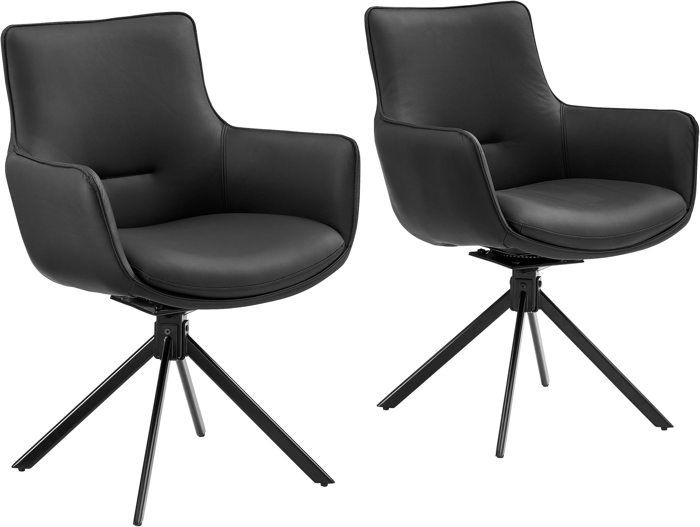 OTTO home Drehstuhl (Set) 2 Stk.Naturleder Bezug, 360 drehbares Gestell aus Eisen