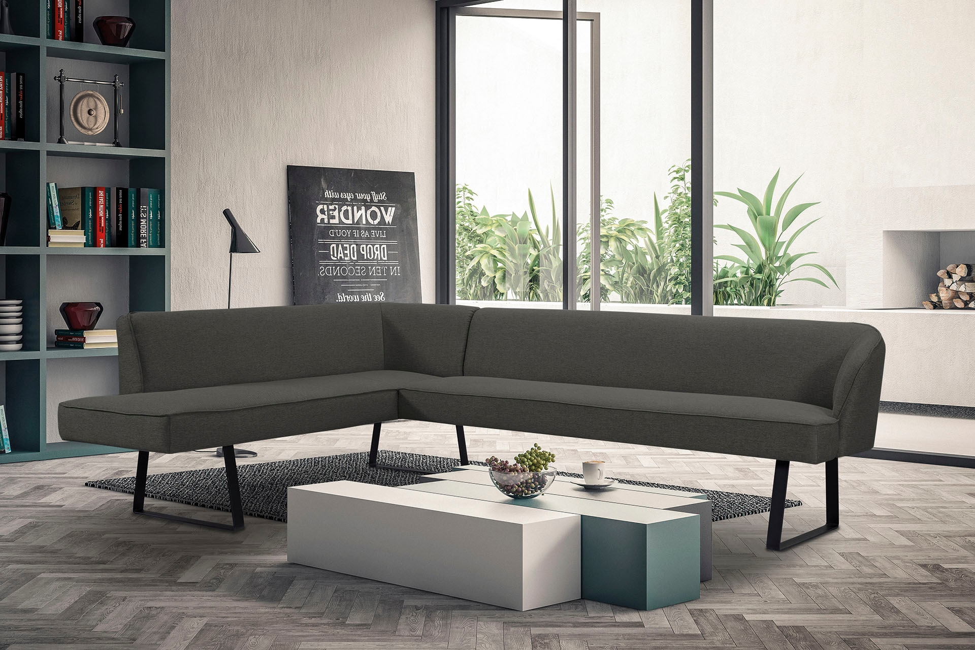 exxpo - sofa fashion Eckbank "Americano", mit Keder und Metallfüßen, Bezug in verschiedenen Qualitäten