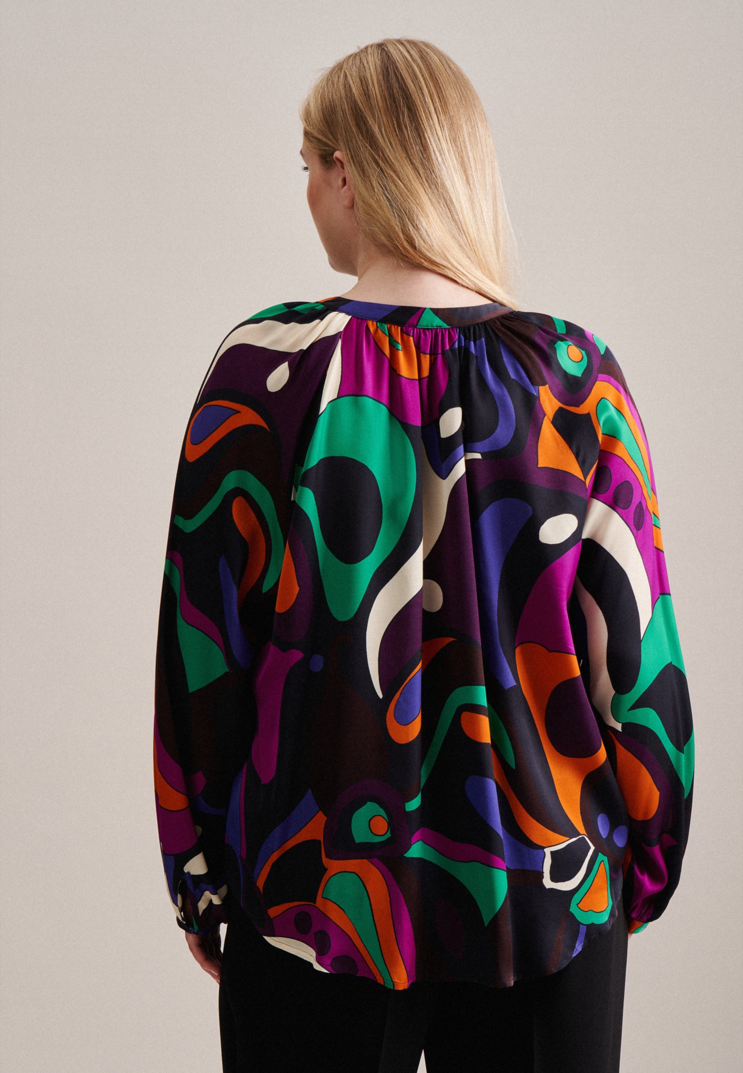 seidensticker Shirtbluse »Schwarze Rose« Langarm Rundhals Druck