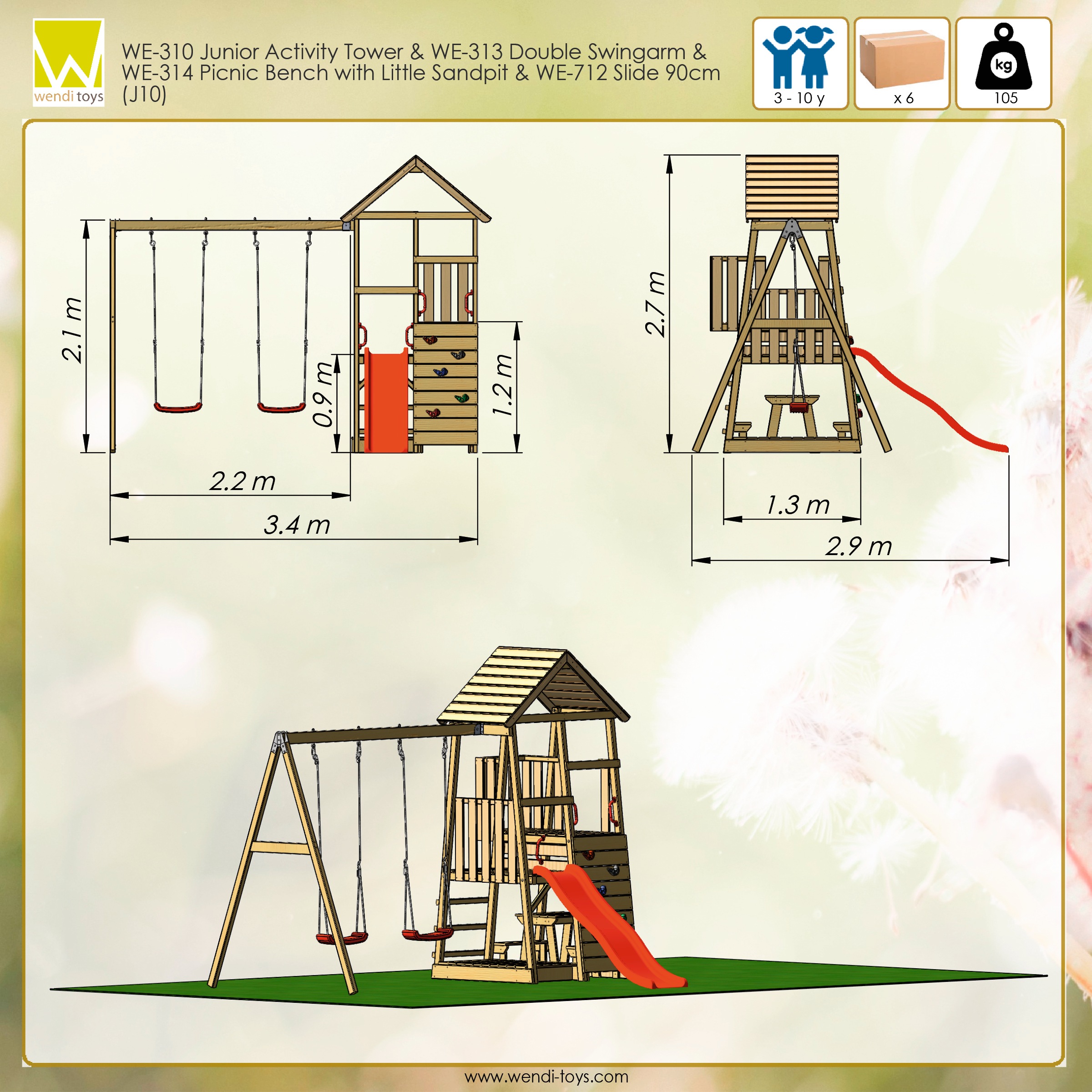 Wendi Toys Spielturm »Wendi Toys Flamingo«, BxTxH: 340x280x270 cm