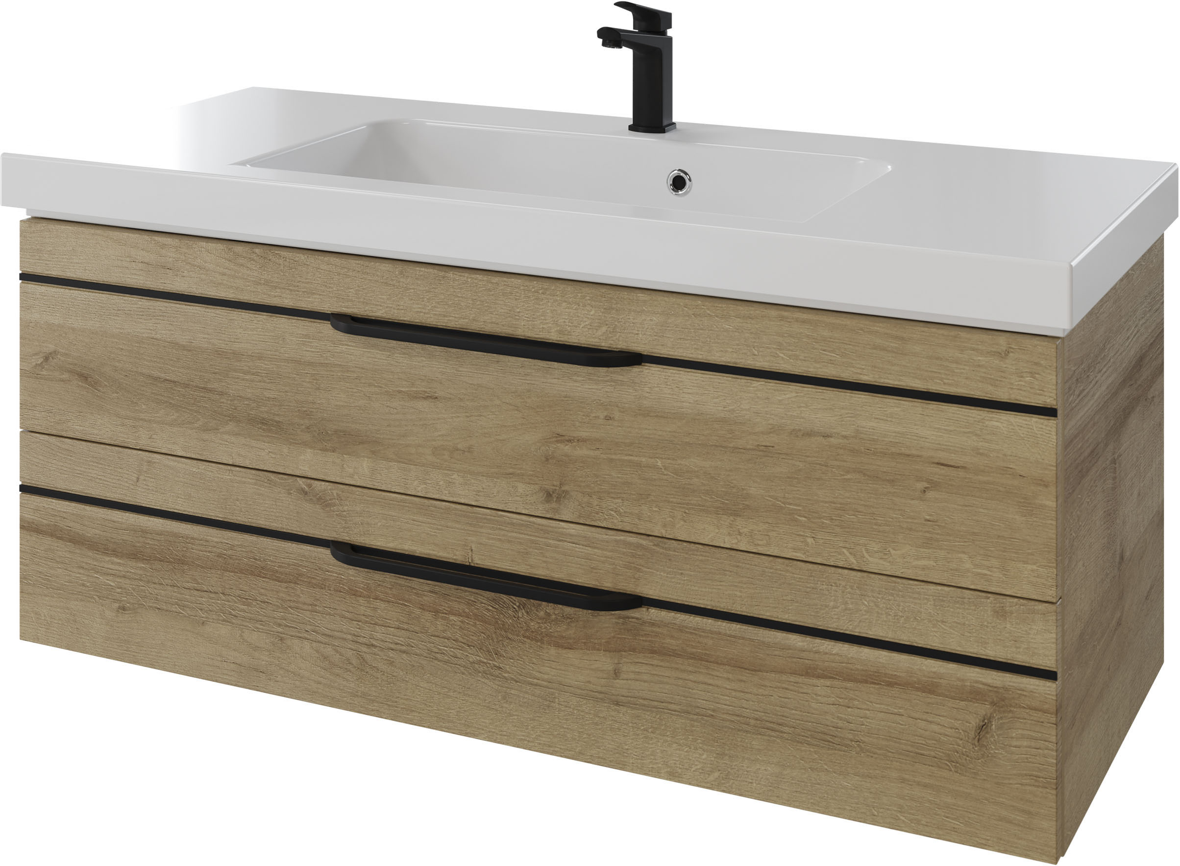 Thumbnail - Saphir Badmöbel-Set "Balto 2-teilig Mineralmarmor-Waschtisch mit LED-Spiegel, 123 cm breit" 2 Stk. tlg.