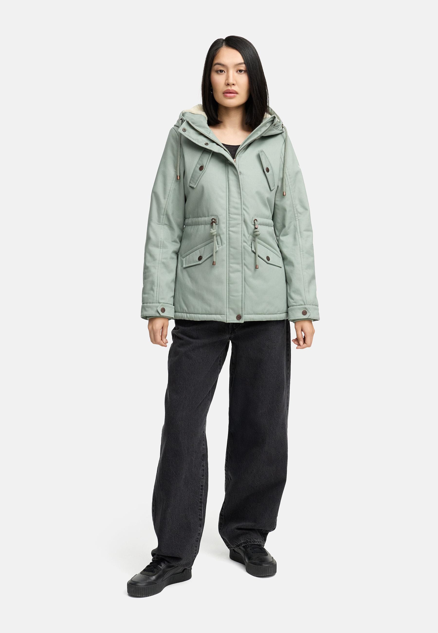 Marikoo Winterjacke »Manolya«, mit Kapuze, stylischer Kurzmantel mit weichem Teddyfell-Futter