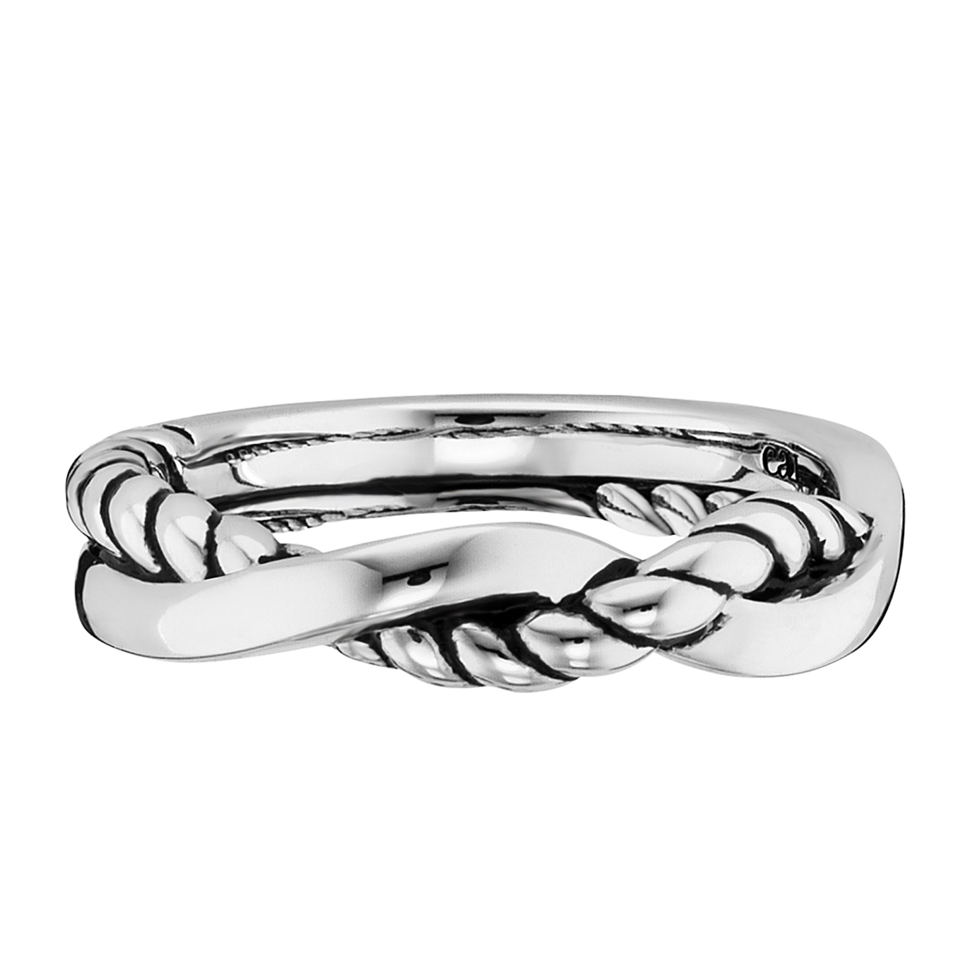 CAÏ Fingerring »925/- Sterling Silber rhodiniert Seilstruktur«