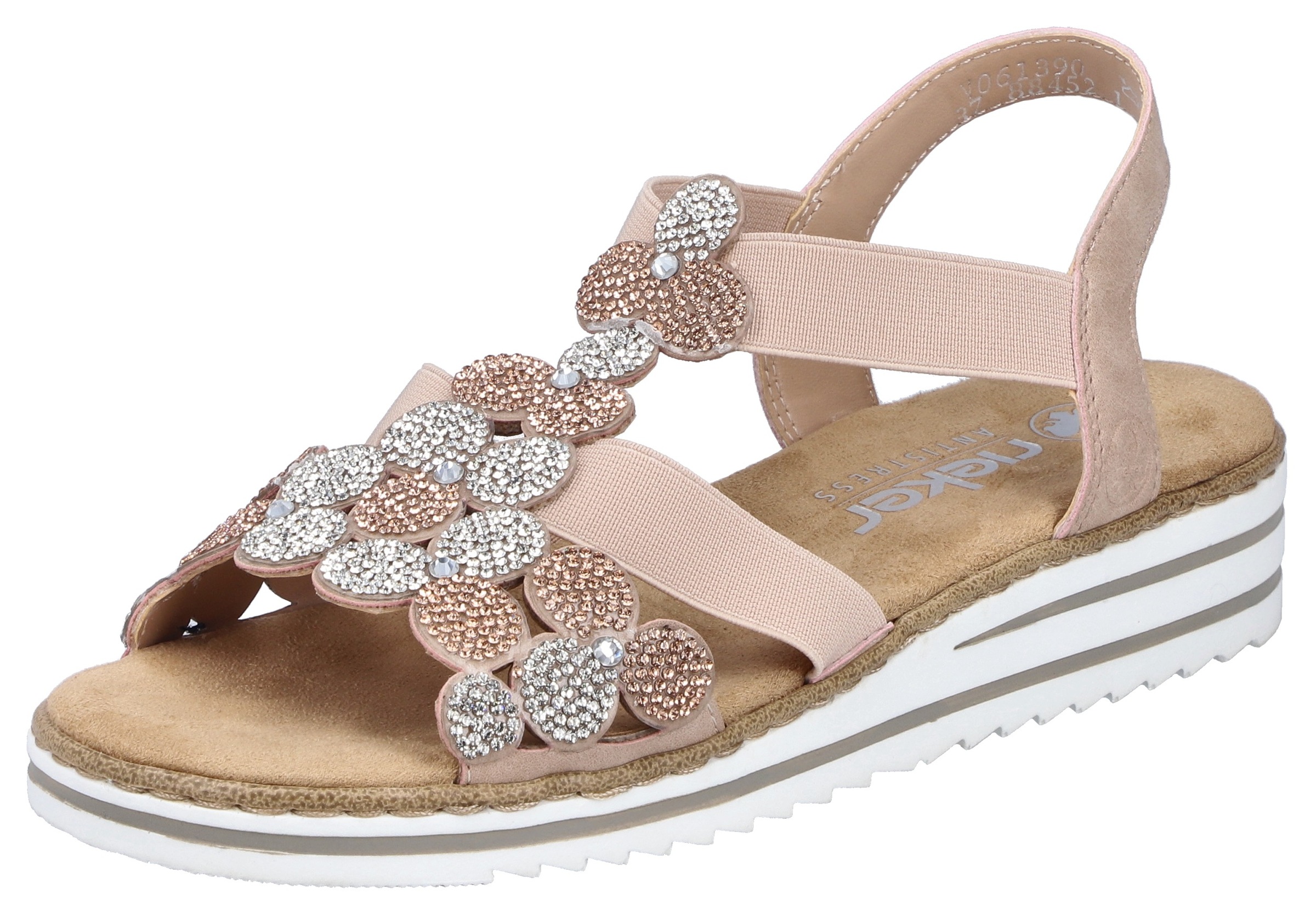 Rieker Sandale  Schlupfschuh, Sommerschuh, Urlaubsschuh mit Glitzersteine