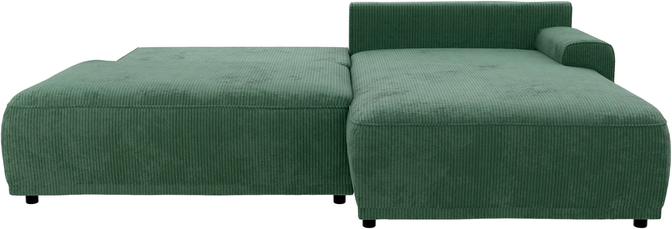 TRENDMANUFAKTUR Ecksofa »Fordon II, Schlafsofa mit Bettkasten, Couch in L-Form, Breite 250 cm«, in Cordstoff HYPER, dunkelgrün, Armlehne rechts