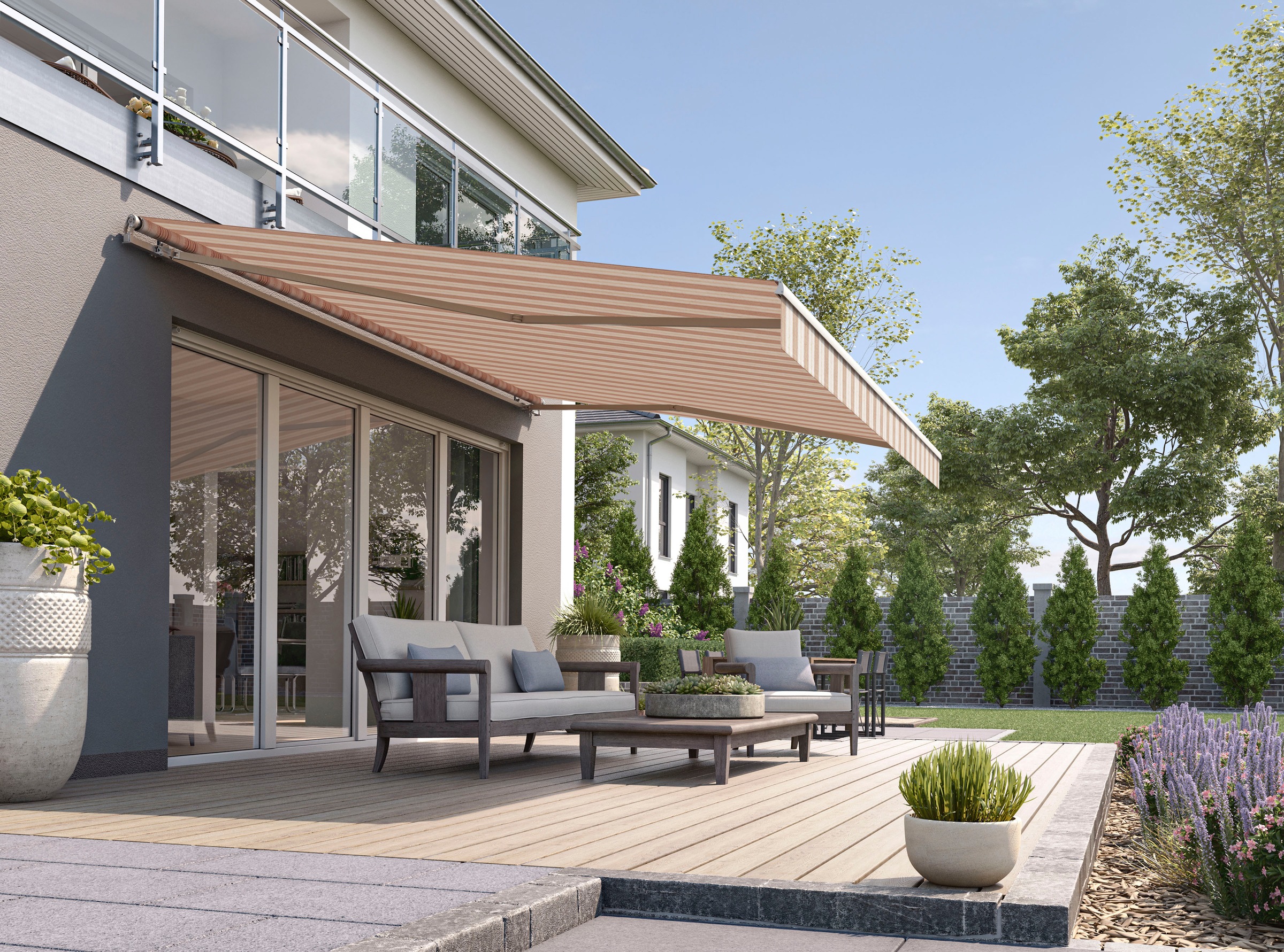 Wismar Folding Arm Awning Beige 300x250cm 3