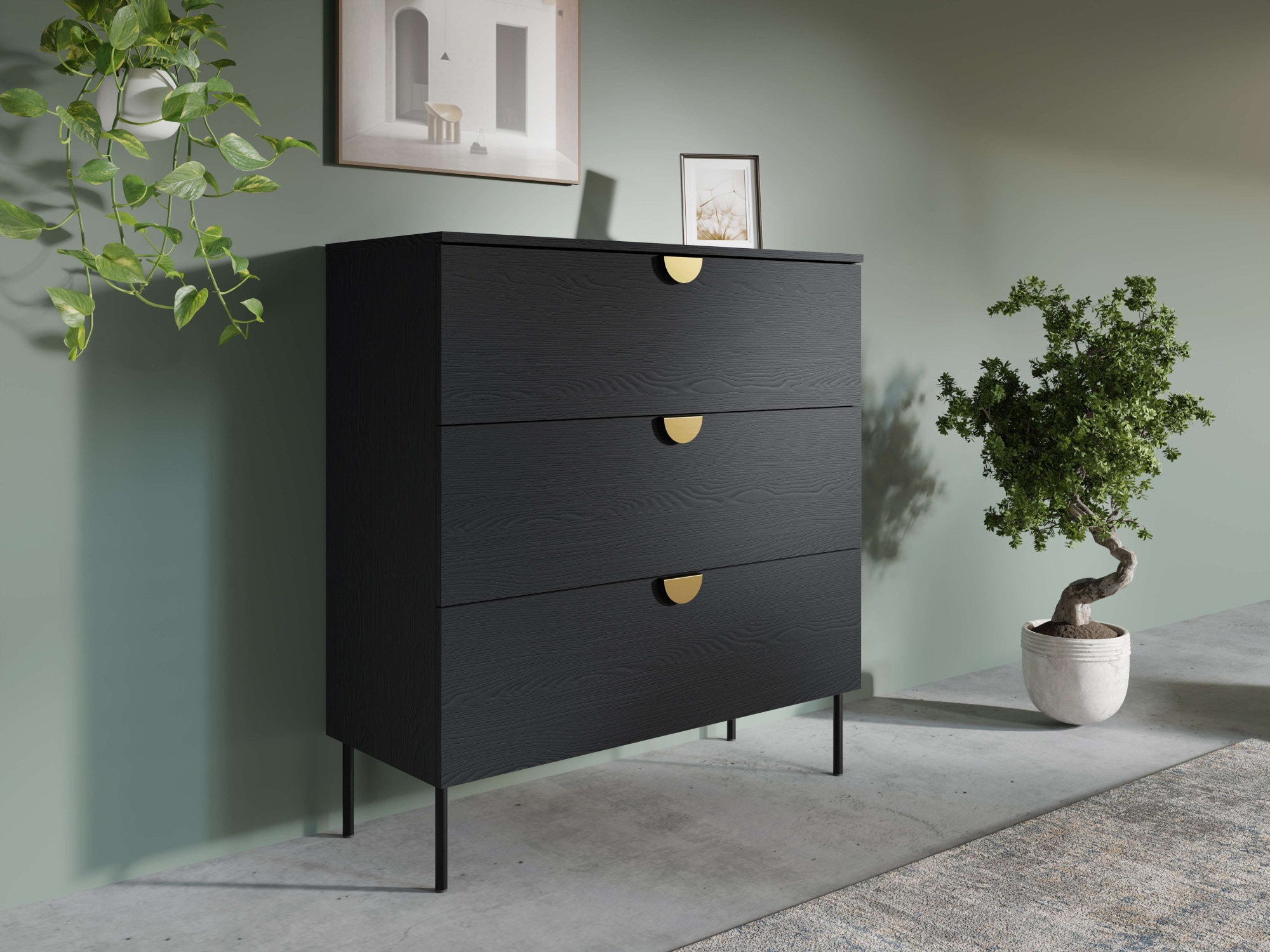 Leonique Kommode "BELLOT Sideboard mit 3 Schubladen, Maße B/T/H: 100/40/107 günstig online kaufen